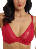 Wacoal Sensu Lace Underwired Plunge Bra, Salsa