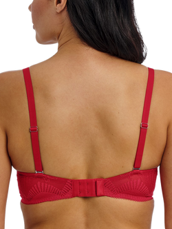 Wacoal Sensu Lace Underwired Plunge Bra, Salsa - view 2, Salsa