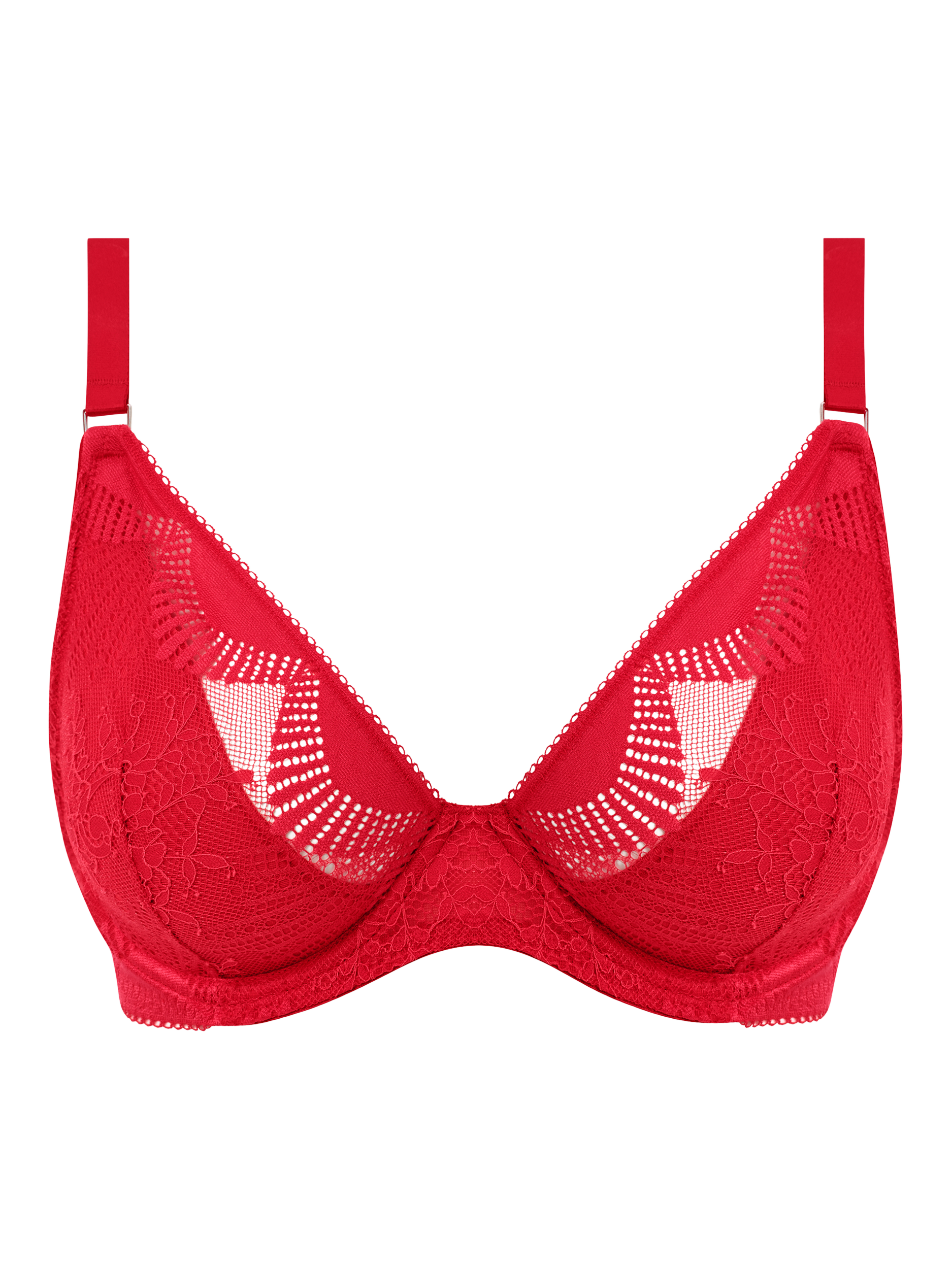 Product image 4 of 4, which shows Wacoal Sensu Lace Underwired Plunge Bra, Salsa, 32C