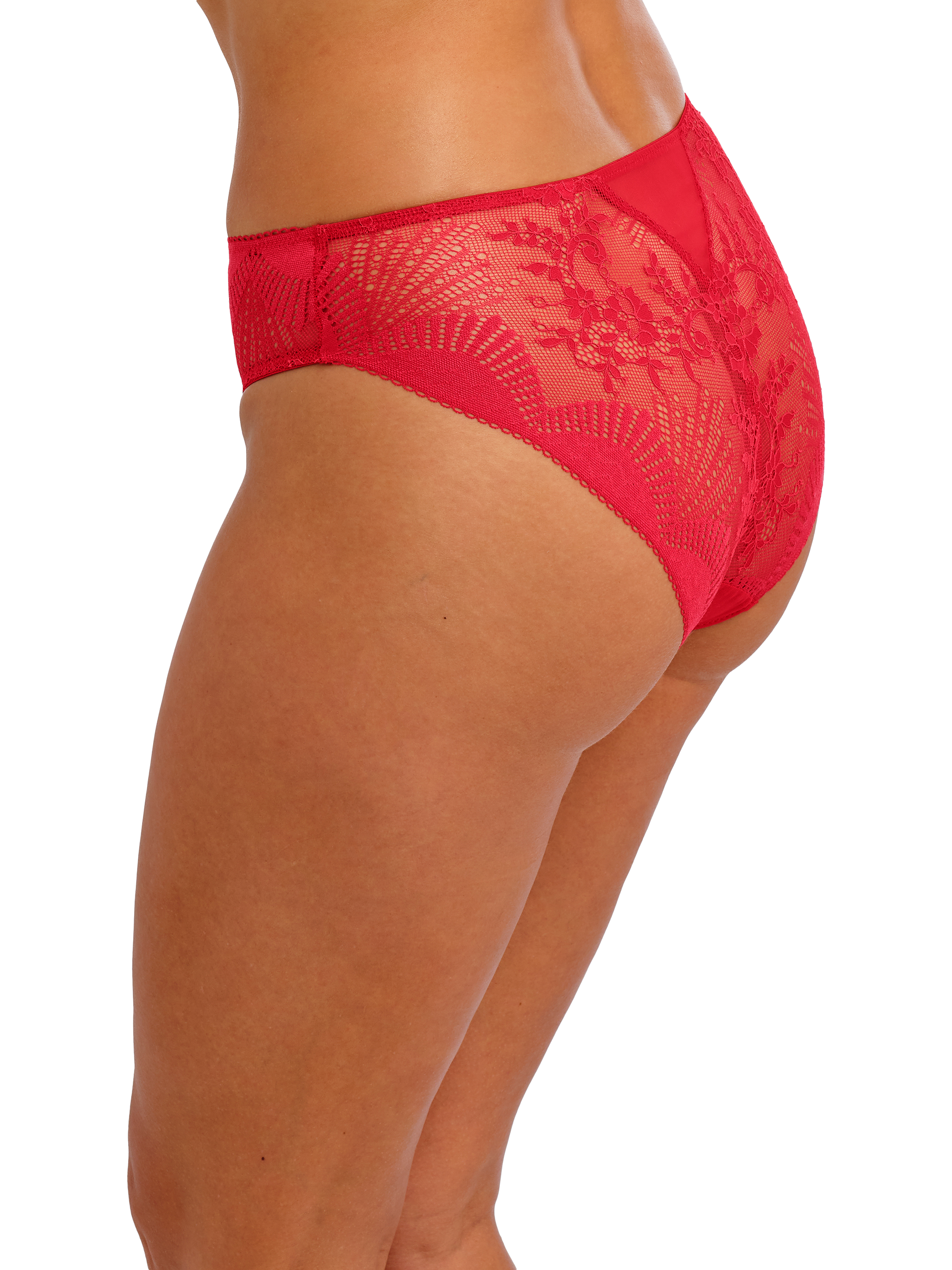 Product image 2 of 4, which shows Wacoal Sensu Lace Mid-Rise Knickers, Salsa, S