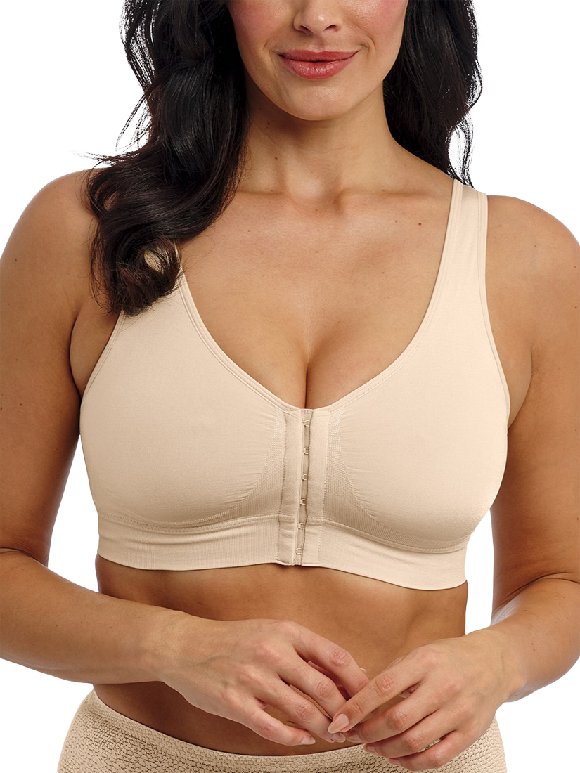 Product image 1 of 3, which shows Wacoal B-Smooth Front Closure Non-Wired Post-Surgery Bralette, Nude, 34