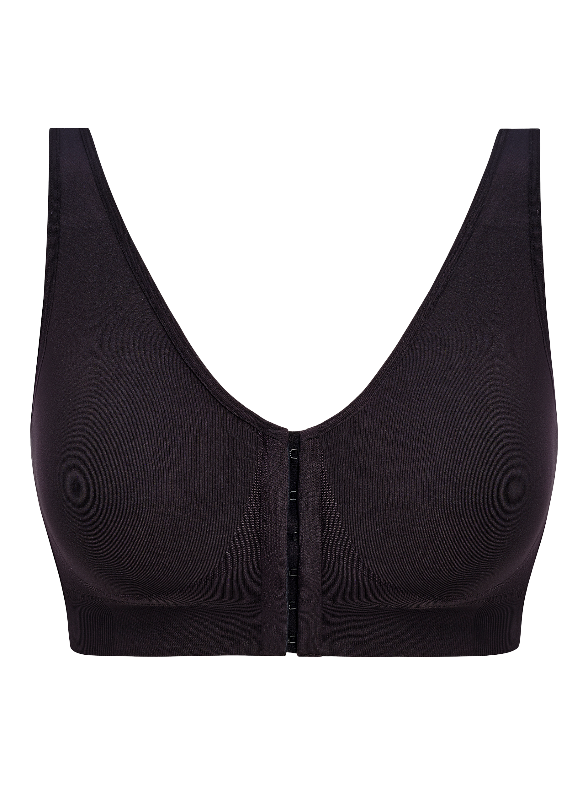 Product image 4 of 4, which shows Wacoal B-Smooth Front Closure Non-Wired Post-Surgery Bralette, Black, 34
