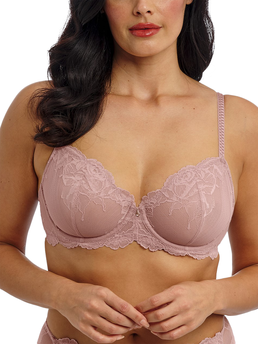 Product image 1 of 5, which shows Wacoal Vivid Attraction Underwired Balcony Bra, Woodrose, 32C