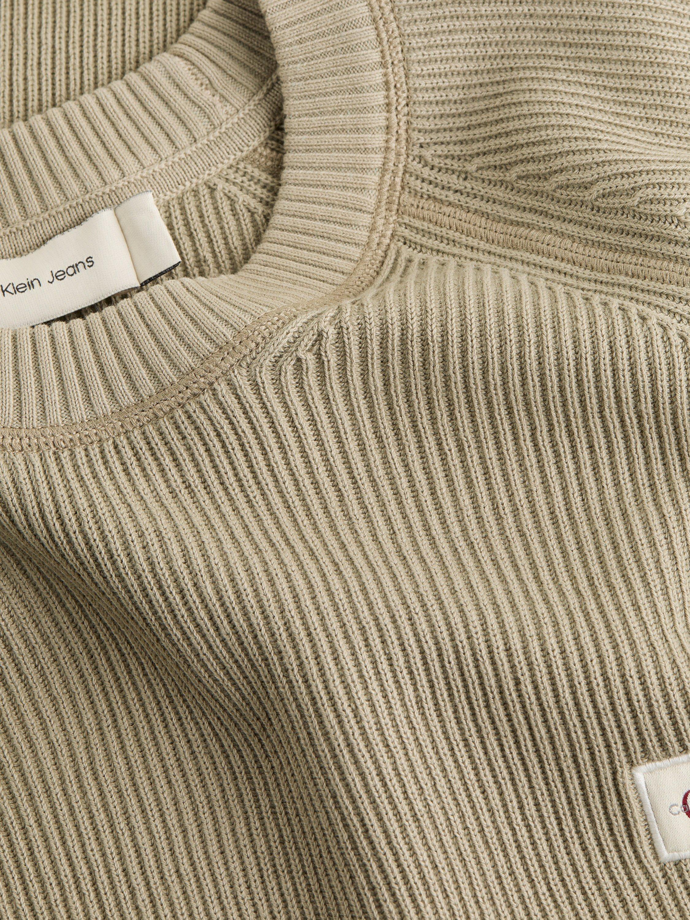 Product image 5 of 7, which shows Calvin Klein Jeans Cotton Crew Neck Jumper, Beige, S