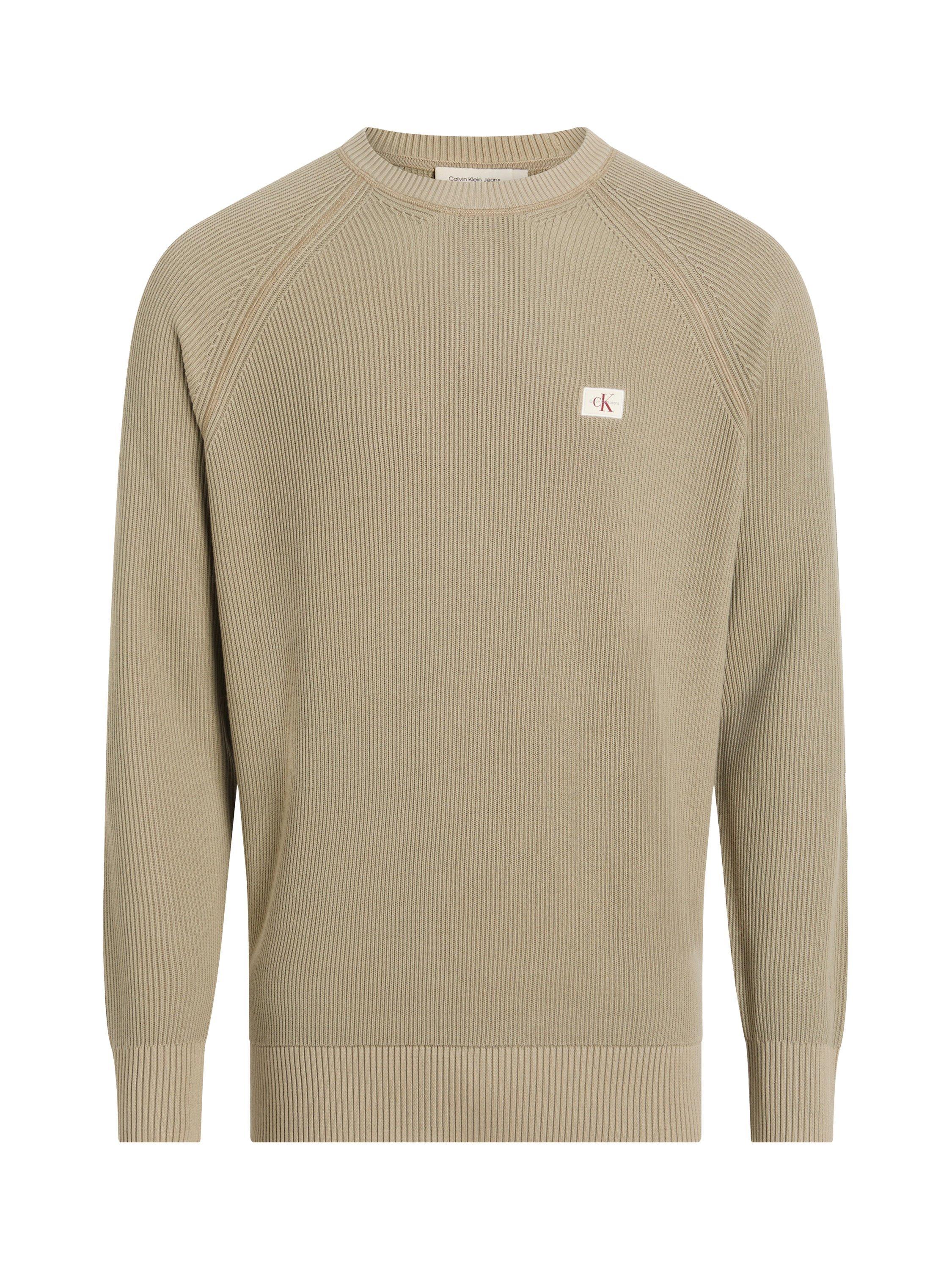 Product image 6 of 7, which shows Calvin Klein Jeans Cotton Crew Neck Jumper, Beige, S