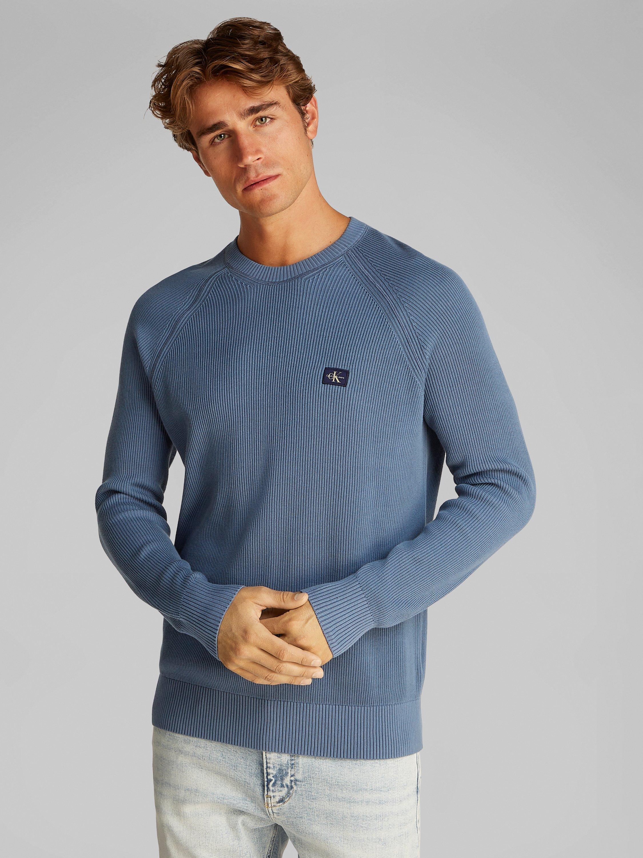 Calvin Klein Cotton Crew Neck Jumper, Vintage Indigo