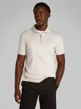 Calvin Klein Organic Cotton Regular Fit Short Sleeve Zip Neck Polo Shirt, Oatmeal