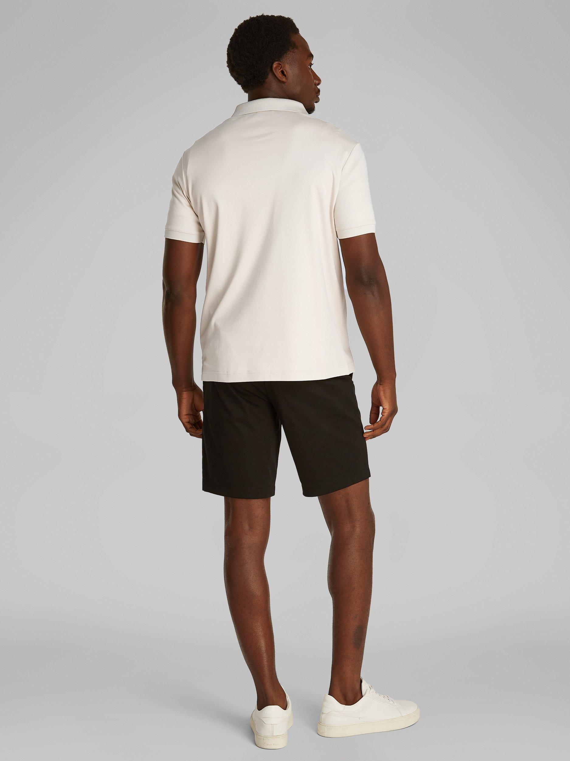 Product image 3 of 6, which shows Calvin Klein Organic Cotton Regular Fit Short Sleeve Zip Neck Polo Shirt, Oatmeal, XS