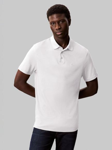 Calvin Klein Cotton Regular Fit Short Sleeve Logo Polo Shirt, Bright White, Bright White