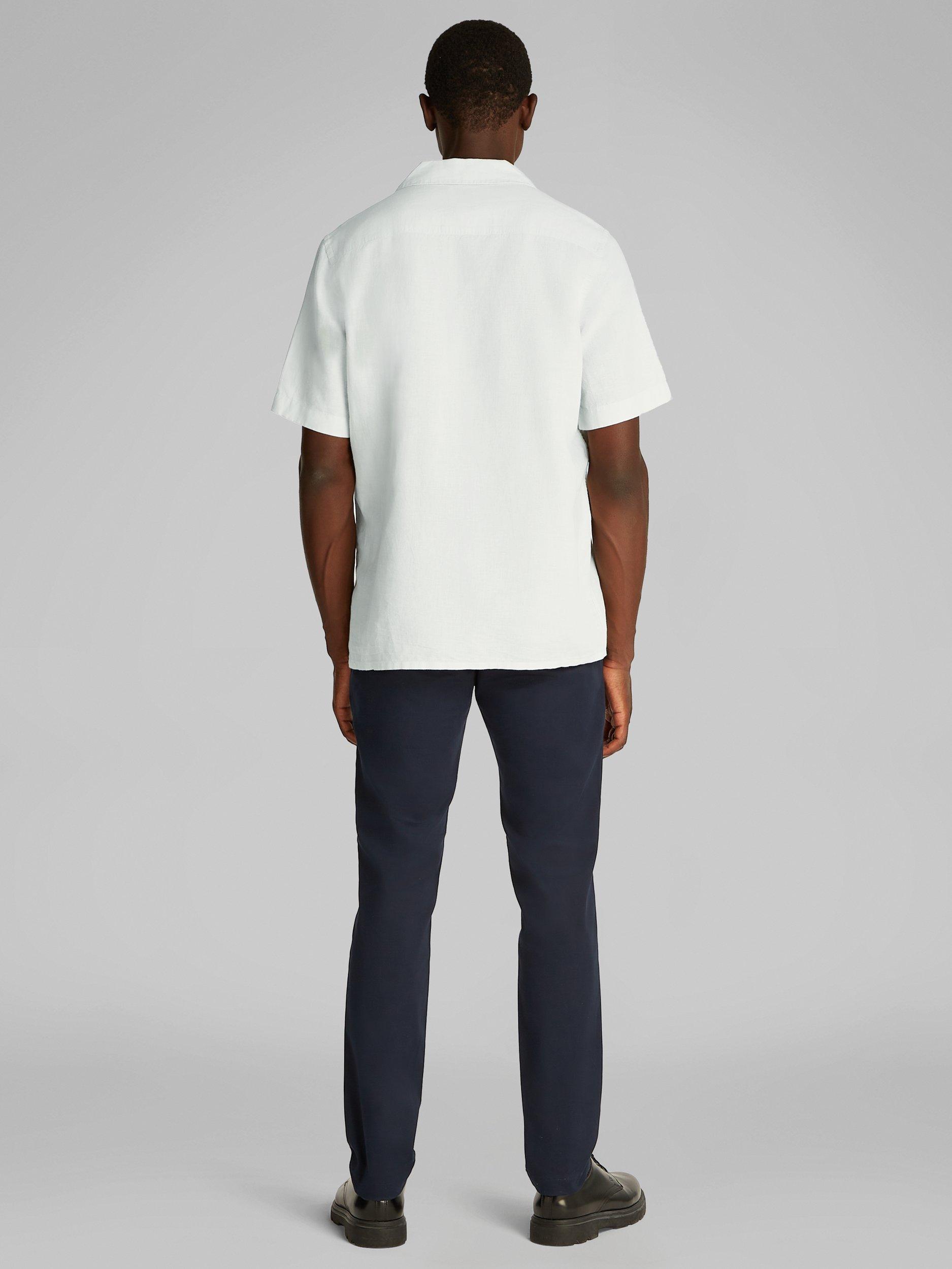 Product image 3 of 7, which shows Calvin Klein Linen Cotton Blend Regular Fit Cuban Collar Shirt, Smoke, XS