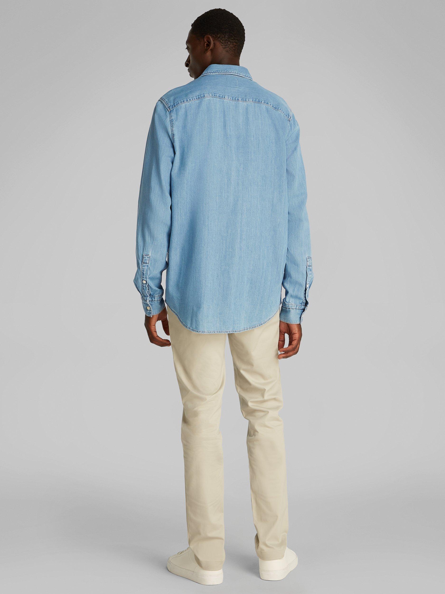 Product image 3 of 6, which shows Calvin Klein Cotton Blend Regular Fit Long Sleeve Shirt, Midnight Blue, XS