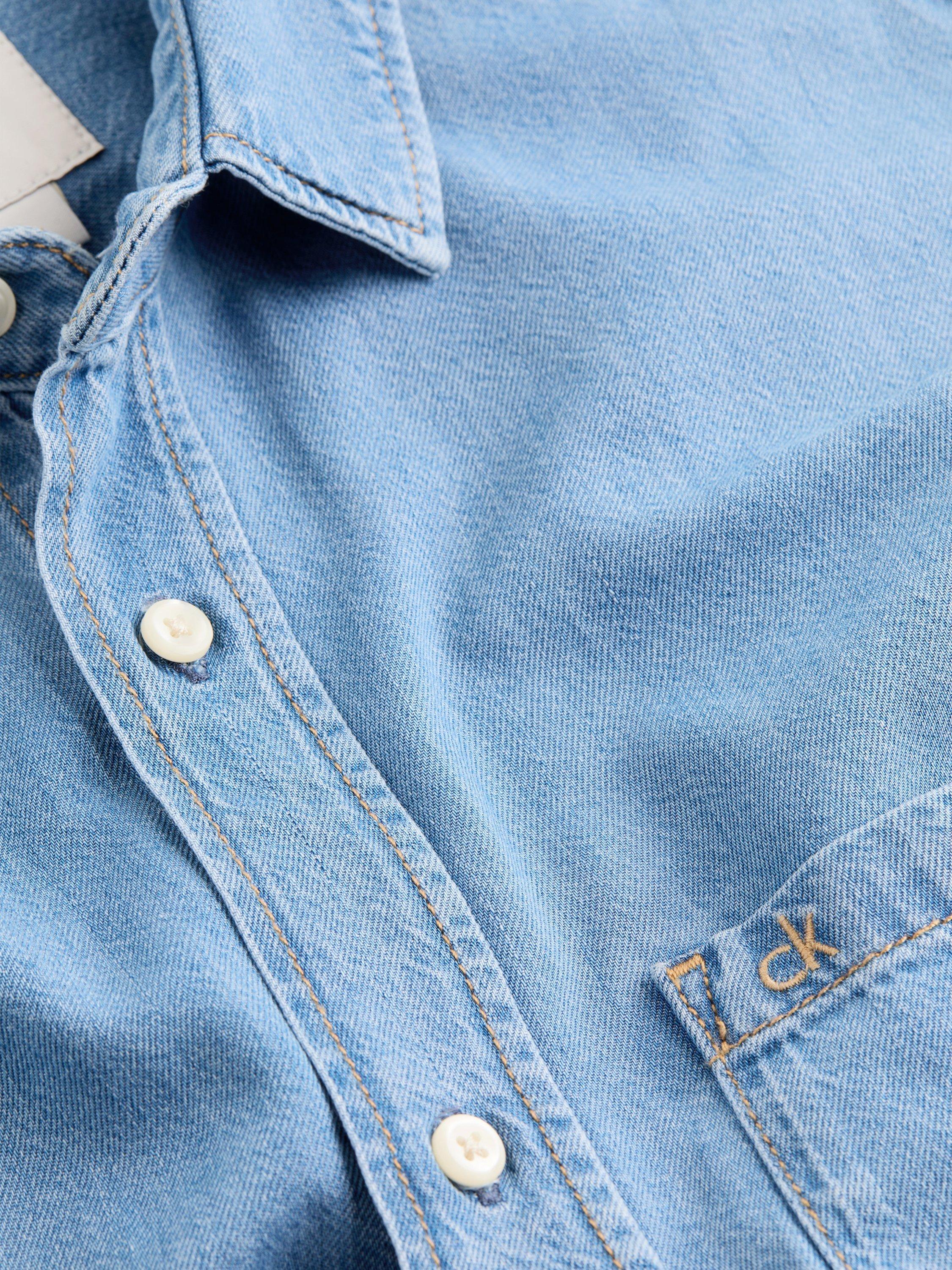 Product image 5 of 6, which shows Calvin Klein Cotton Blend Regular Fit Long Sleeve Shirt, Midnight Blue, XS
