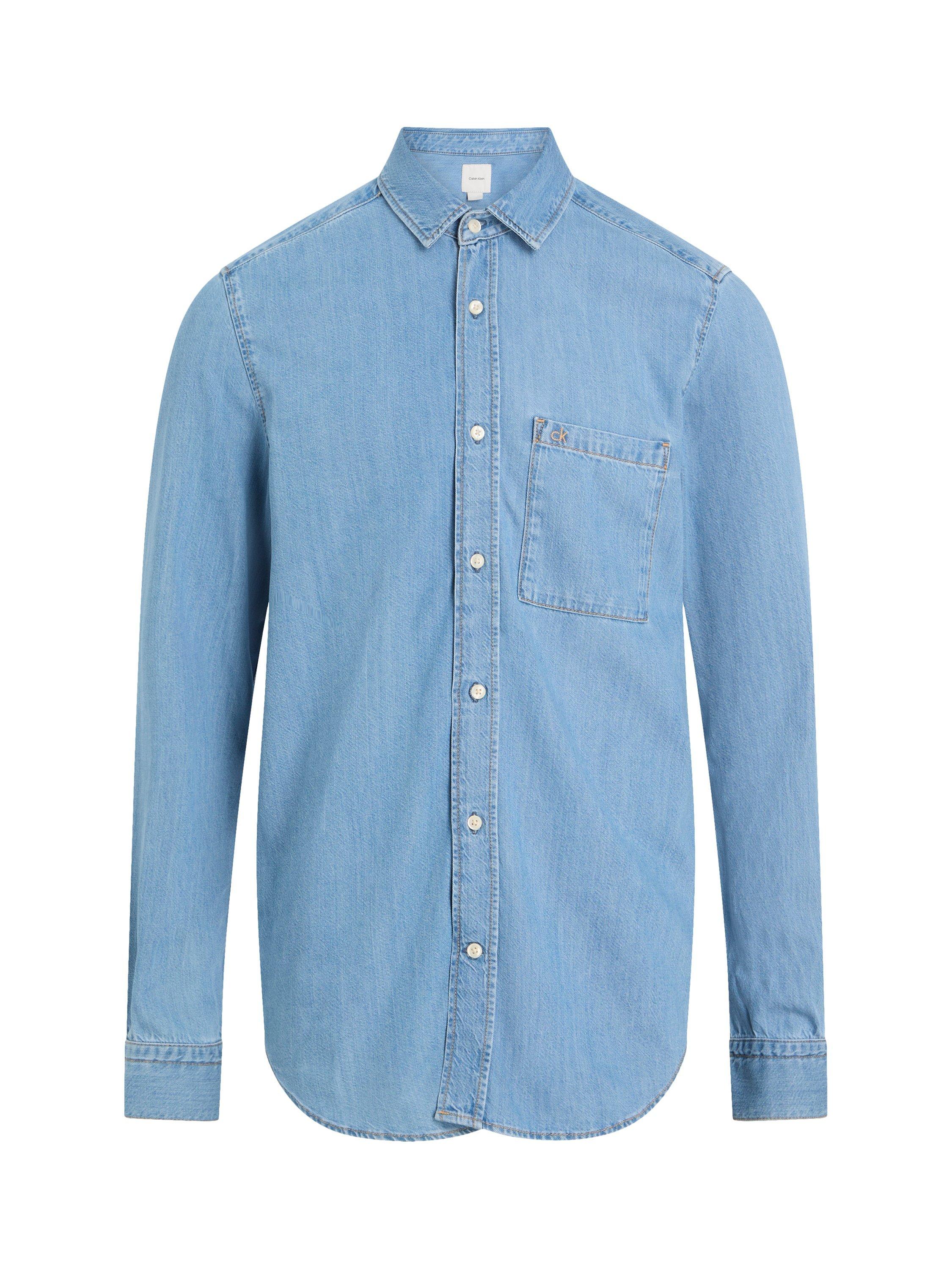 Product image 6 of 6, which shows Calvin Klein Cotton Blend Regular Fit Long Sleeve Shirt, Midnight Blue, XS