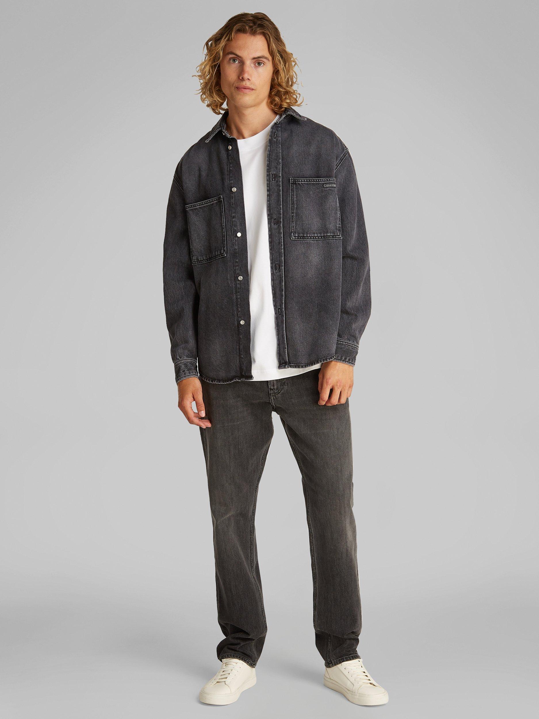 Product image 2 of 6, which shows Calvin Klein Relaxed Denim Shirt, Black, XS