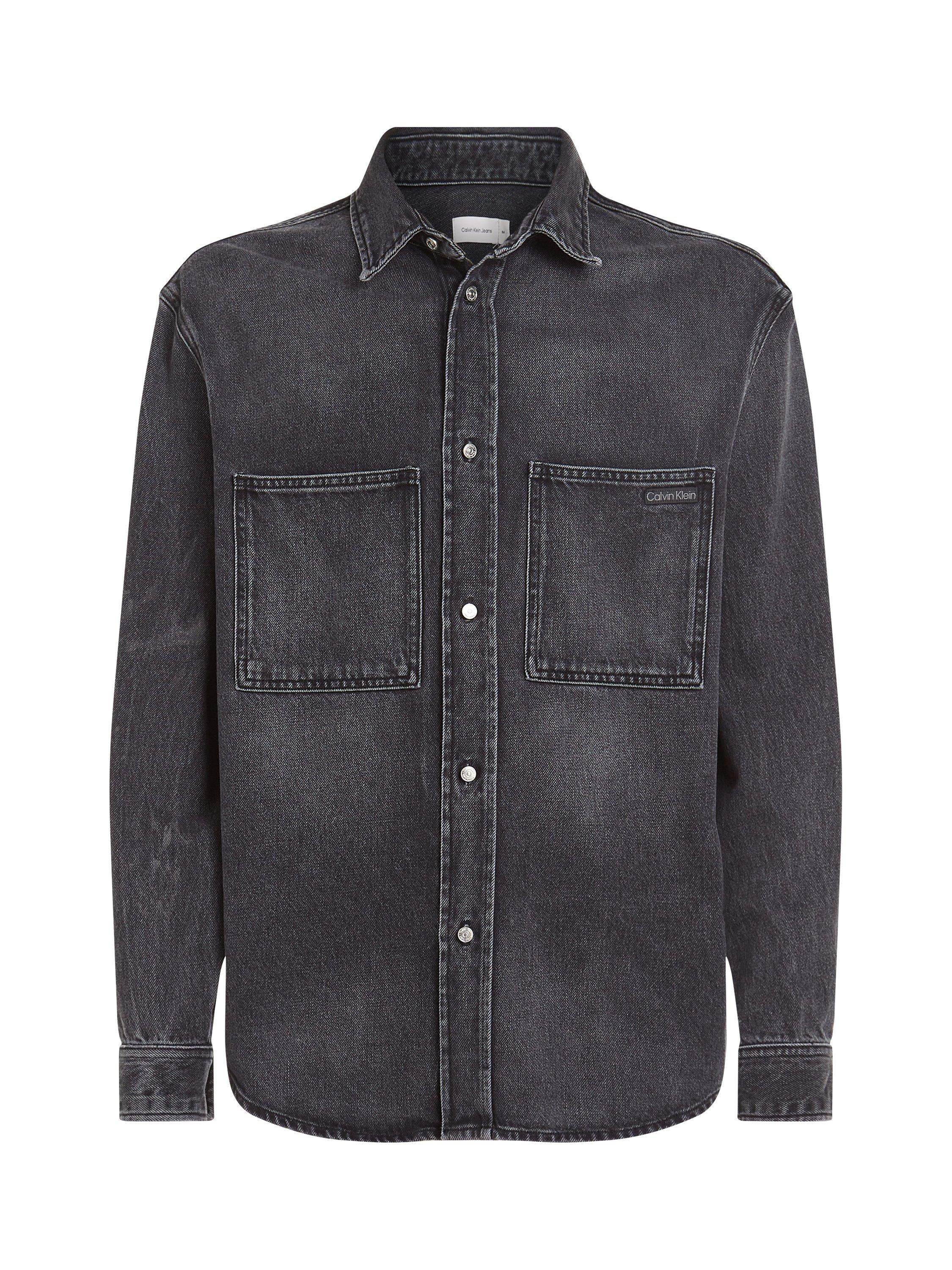 Product image 5 of 6, which shows Calvin Klein Relaxed Denim Shirt, Black, XS