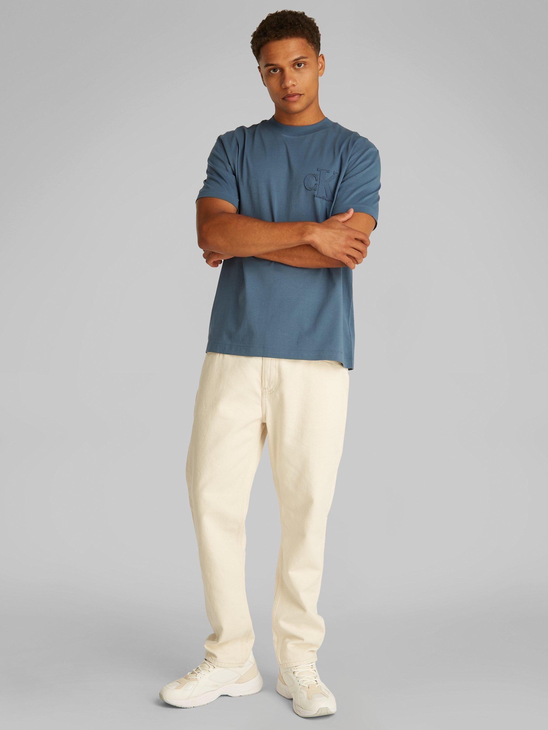 Product image 2 of 6, which shows Calvin Klein Jeans Cotton Applique Regular Fit T-Shirt, Vintage Indigo, S