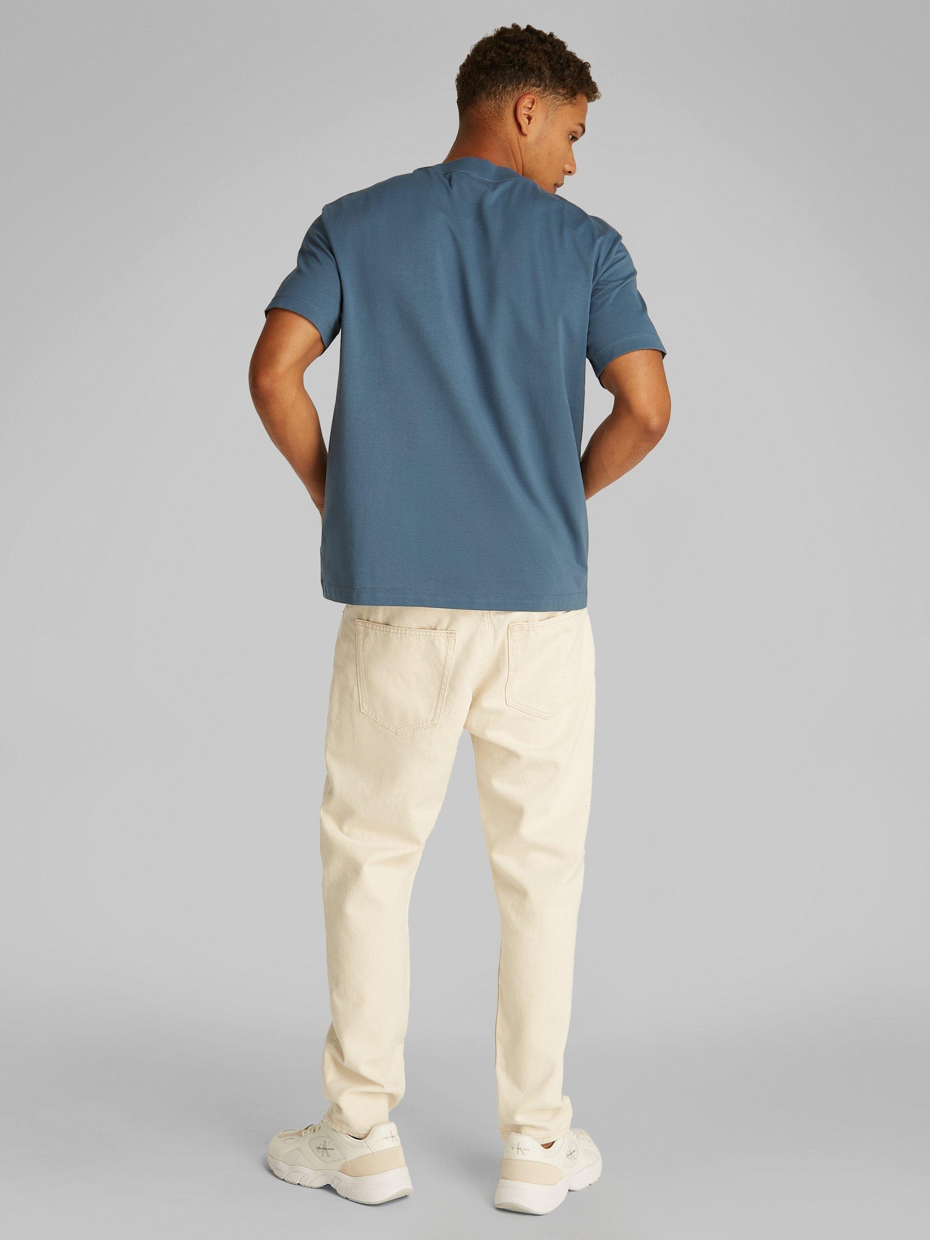 Product image 3 of 6, which shows Calvin Klein Jeans Cotton Applique Regular Fit T-Shirt, Vintage Indigo, S