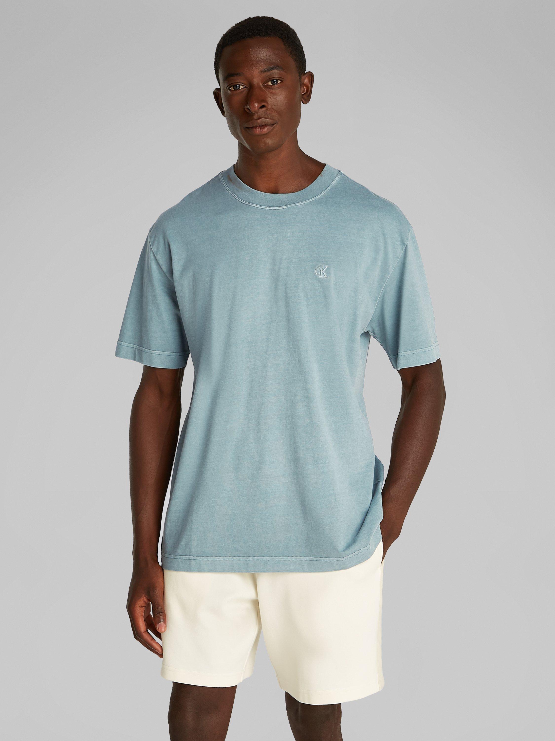 Product image 1 of 7, which shows Calvin Klein Cotton Regular Fit Short Sleeve Applique Logo T-Shirt, Trooper, XS