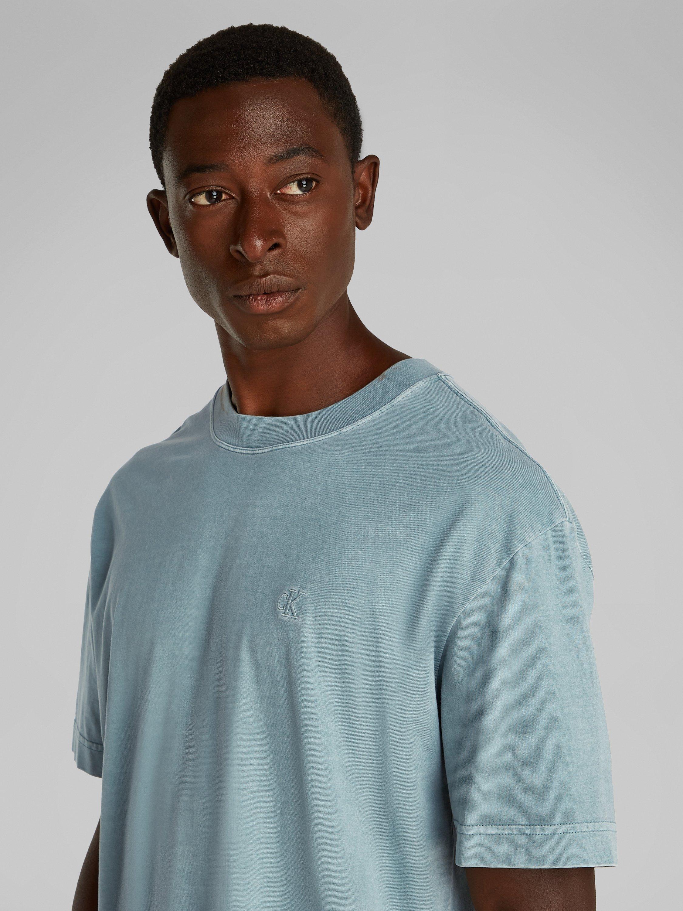 Product image 4 of 7, which shows Calvin Klein Cotton Regular Fit Short Sleeve Applique Logo T-Shirt, Trooper, XS