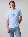 Calvin Klein Mono Logo Cotton T-Shirt, Chambray Blue