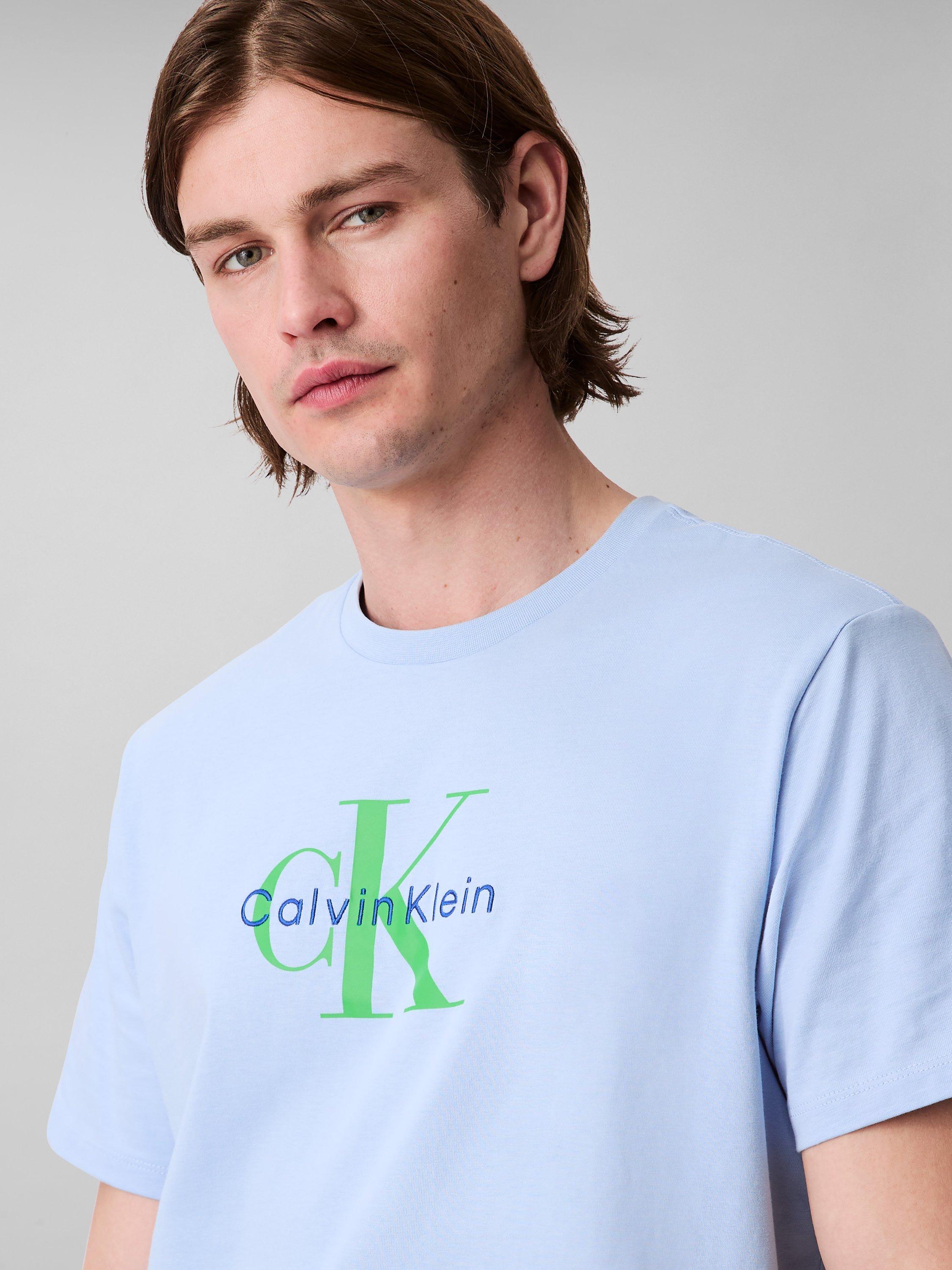 Product image 5 of 5, which shows Calvin Klein Mono Logo Cotton T-Shirt, Chambray Blue, XS