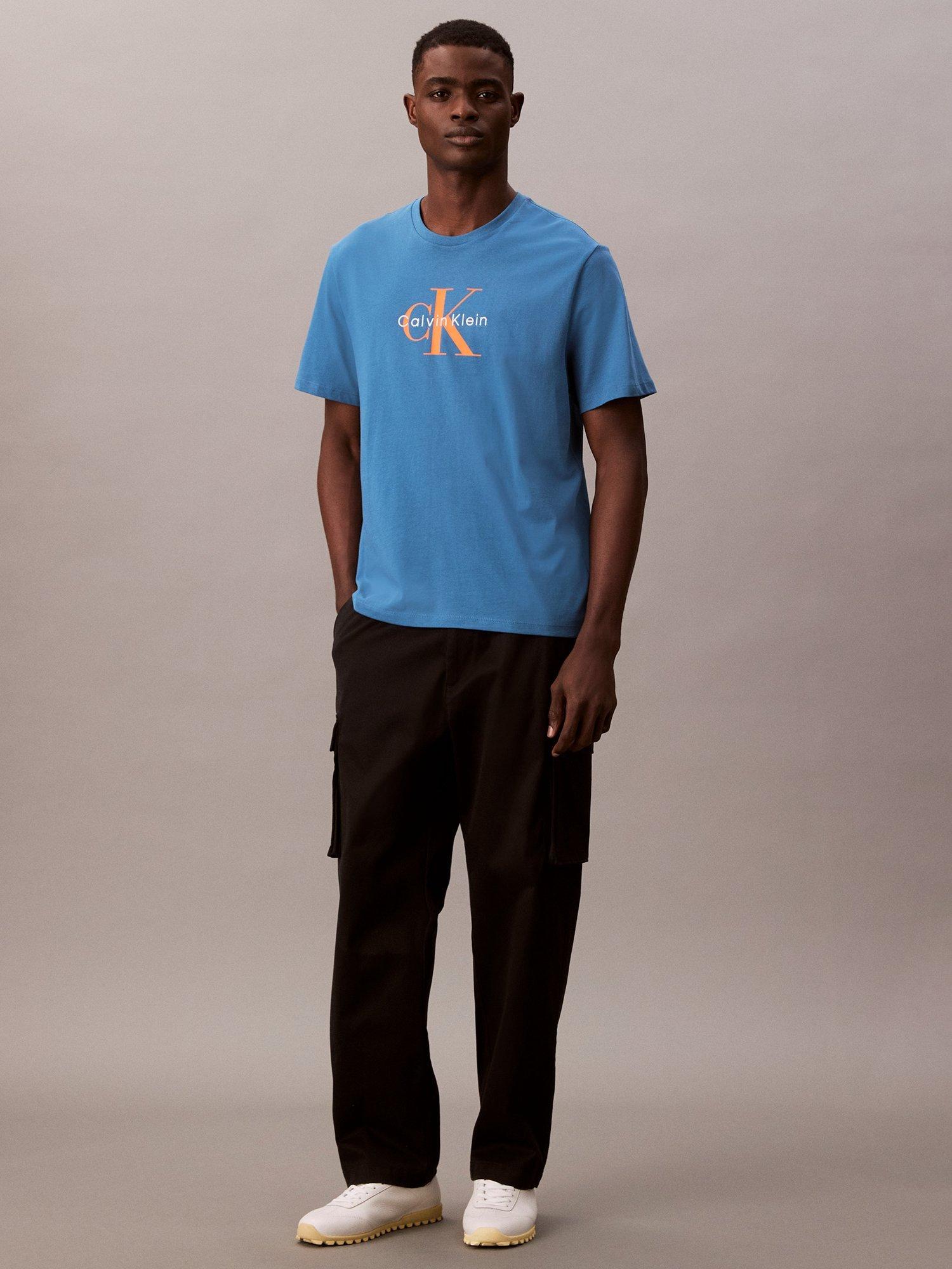 Product image 3 of 5, which shows Calvin Klein Mono Logo Cotton T-Shirt, Bayside Blue, XS