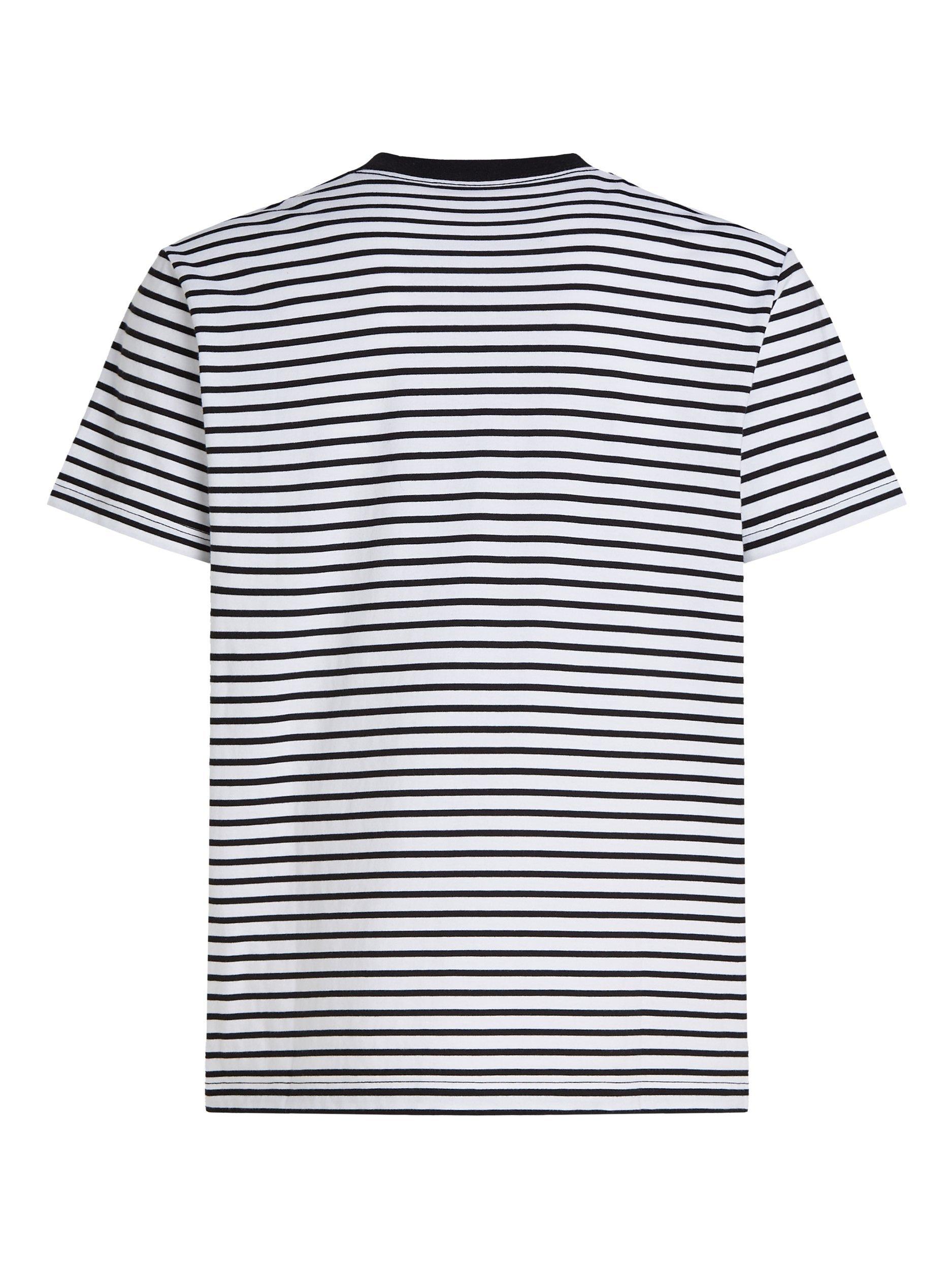 Product image 6 of 6, which shows Calvin Klein Jeans Cotton Regular Fit Short Sleeve Stripe T-Shirt, Black/White, S