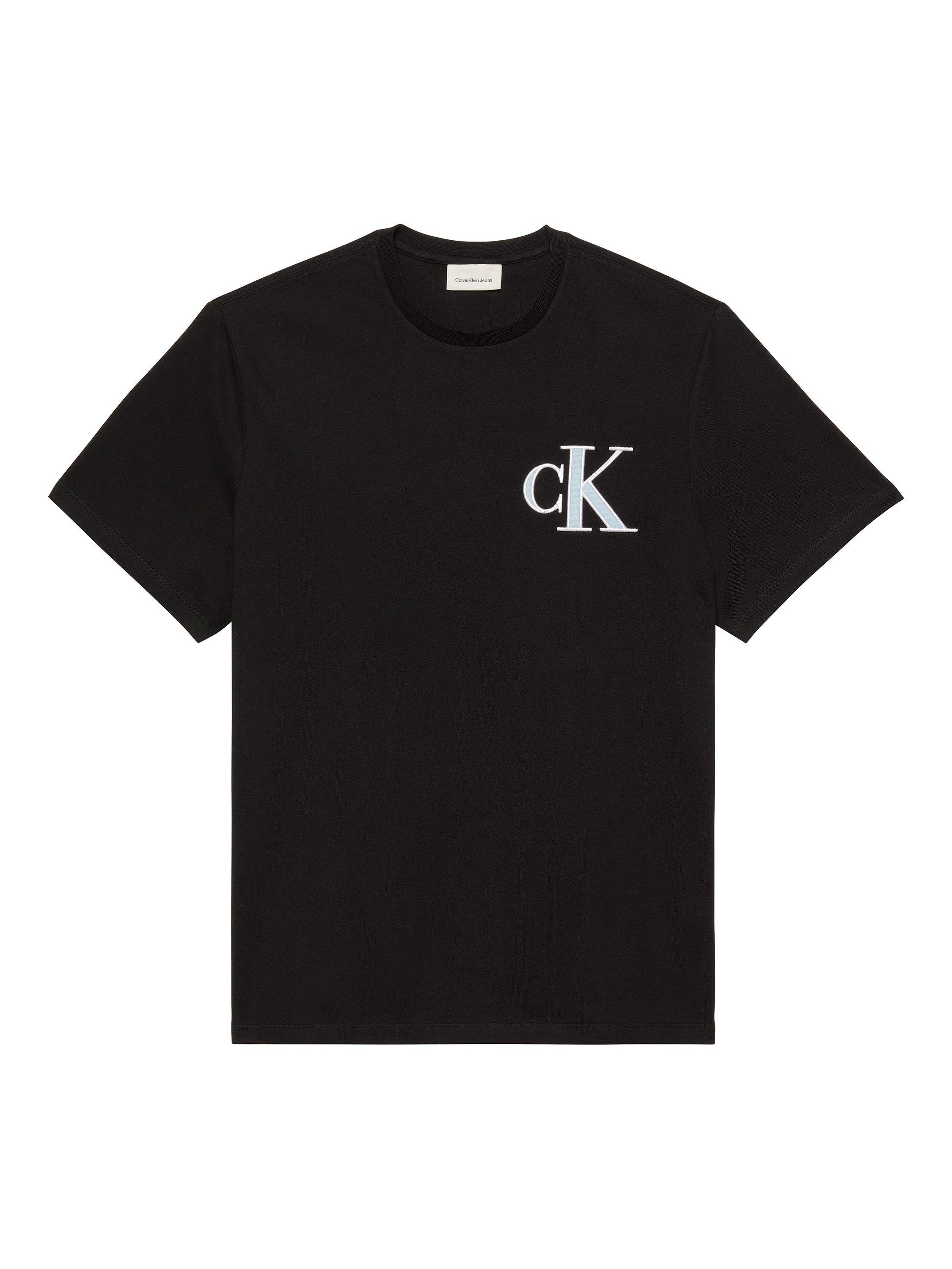 Product image 4 of 4, which shows Calvin Klein Cotton Relaxed Fit Short Sleeve Varsity T-Shirt, Black, XS