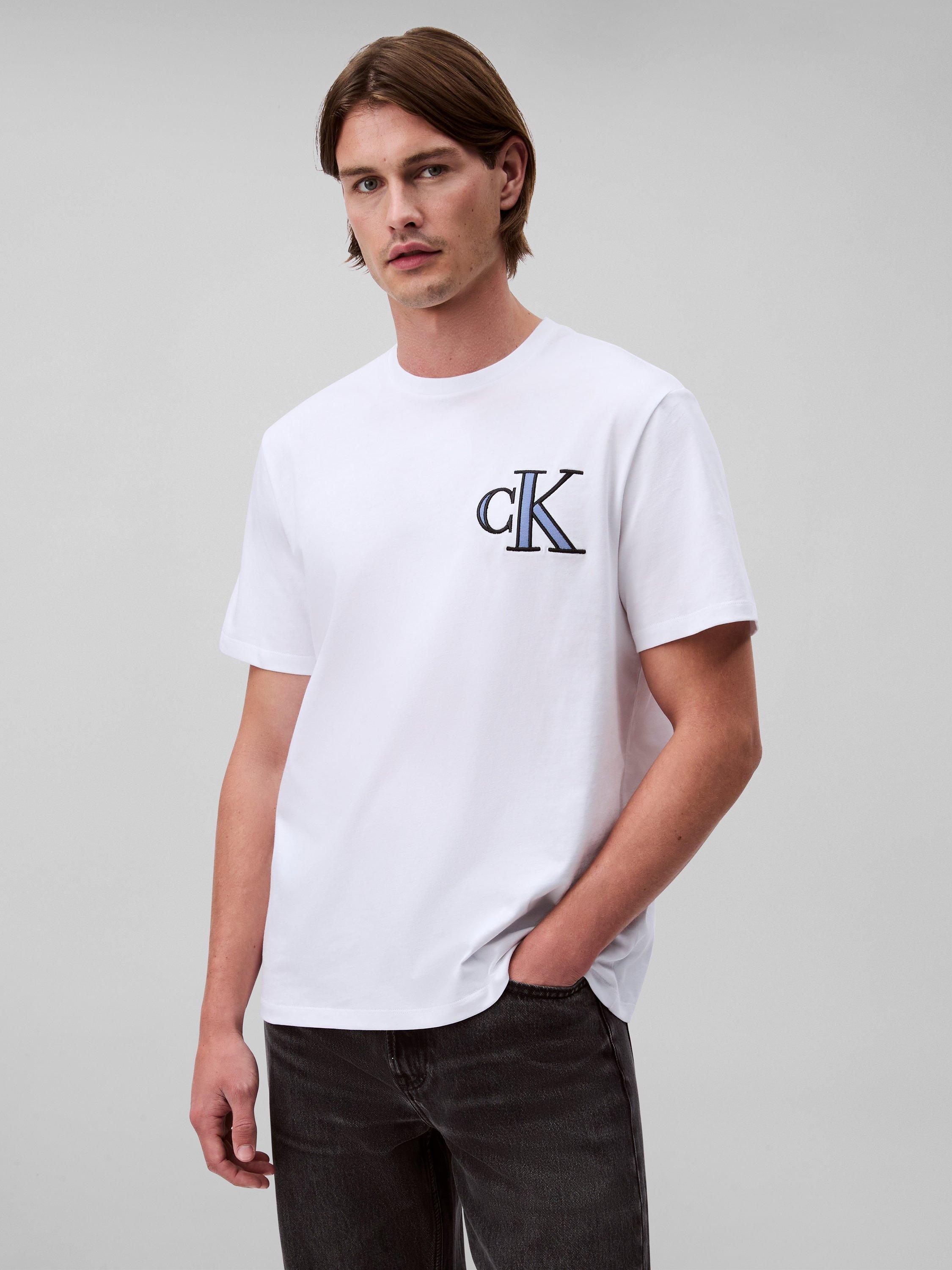 Calvin Klein Relax Fit Varsity Cotton T-Shirt, Brilliant White