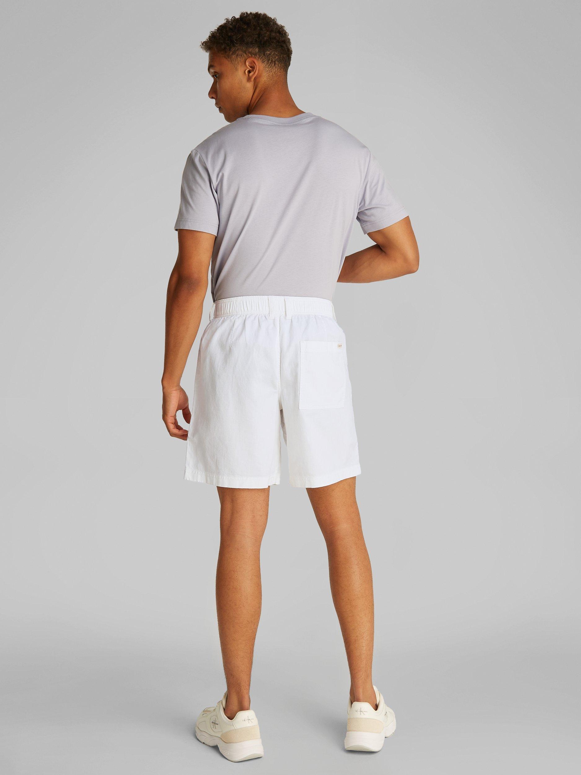 Product image 3 of 7, which shows Calvin Klein Cotton Linen Blend Sweat Shorts, Bright White, 28R