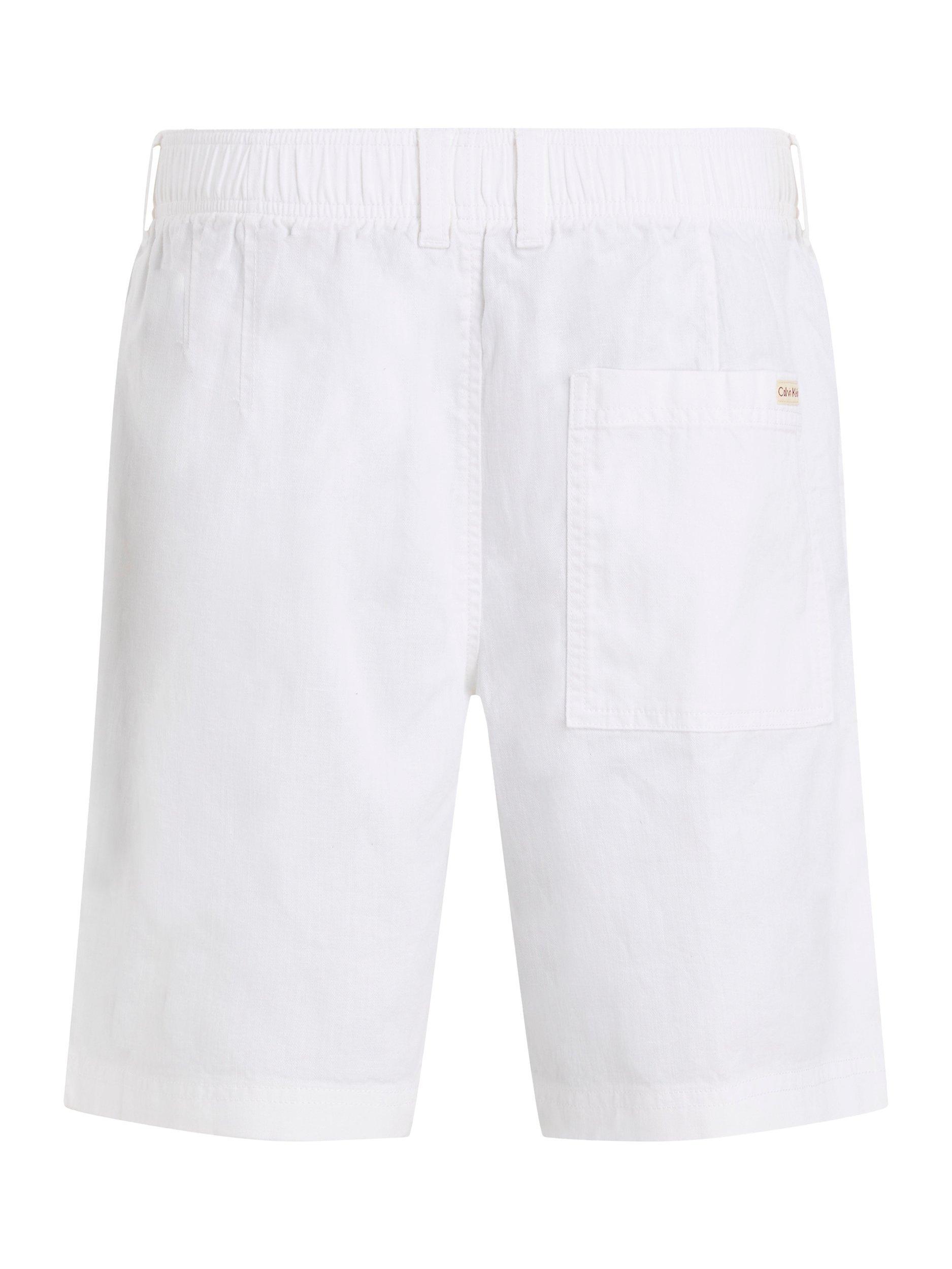 Product image 7 of 7, which shows Calvin Klein Cotton Linen Blend Sweat Shorts, Bright White, 28R