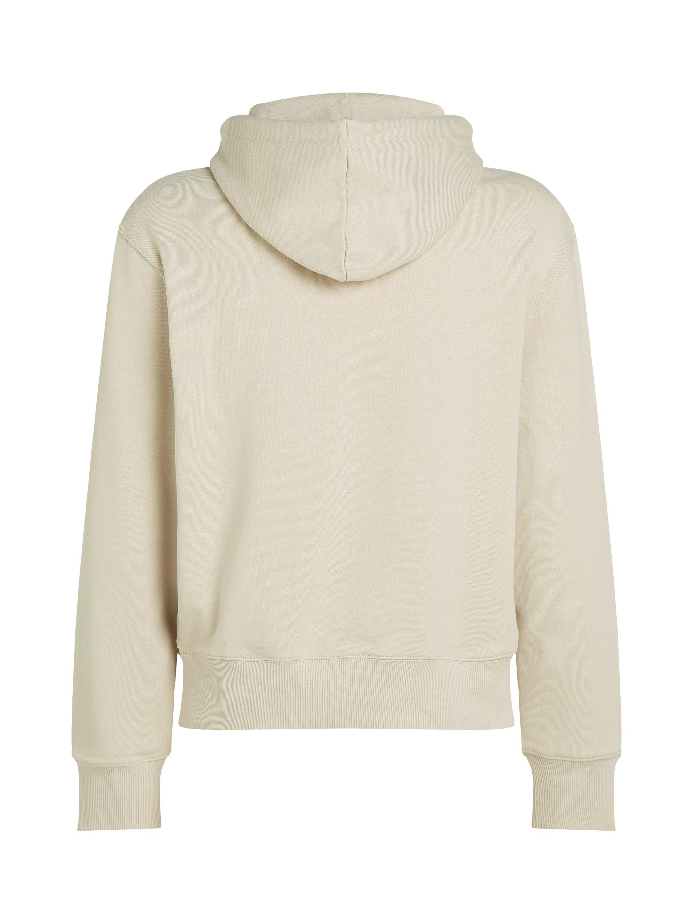 Product image 6 of 6, which shows Calvin Klein Cotton Applique Hoodie, Oatmeal, XS