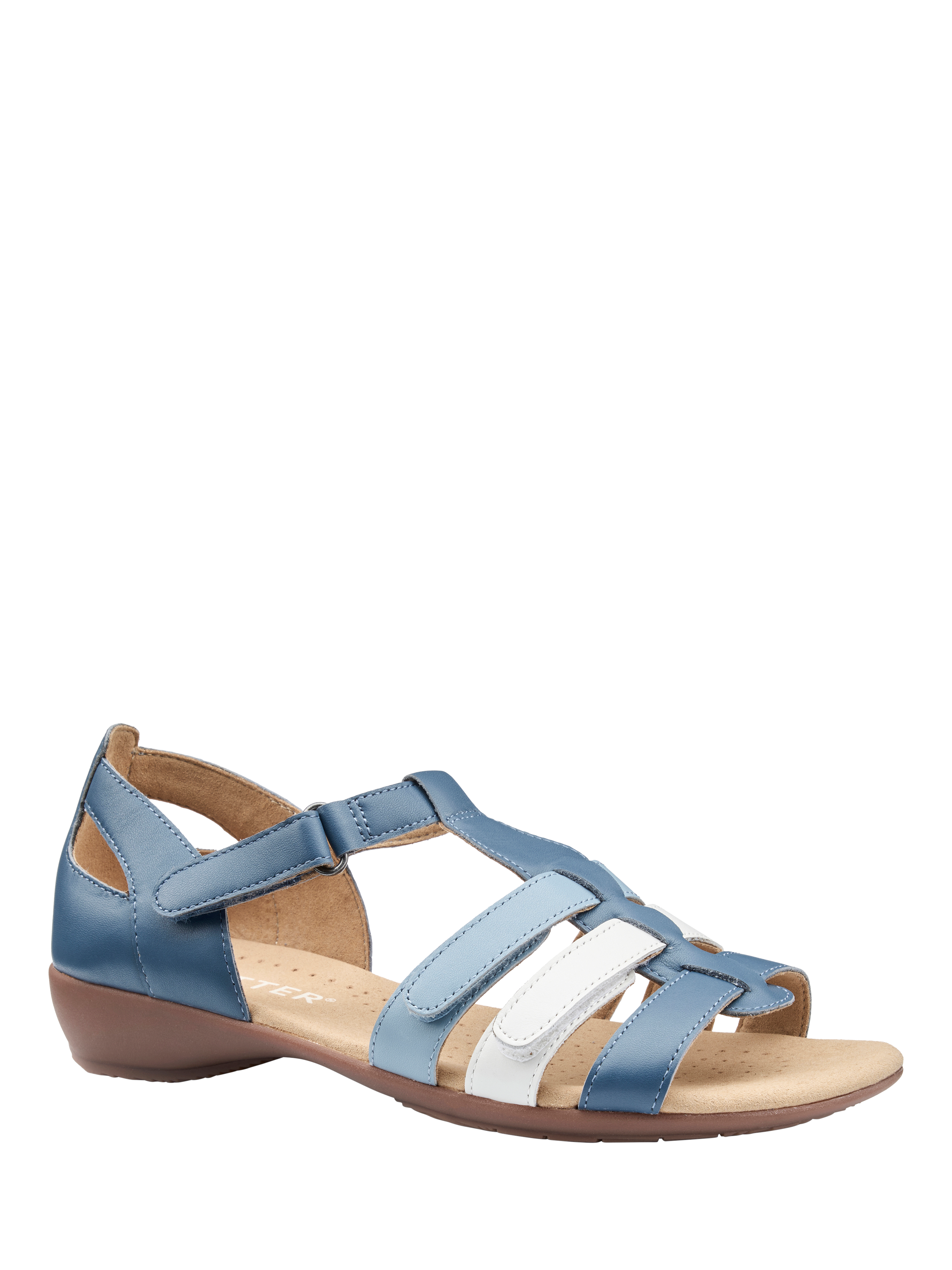 Product image 2 of 5, which shows Hotter Solei Leather Gladiator Sandals, Aquatic Blue, 3