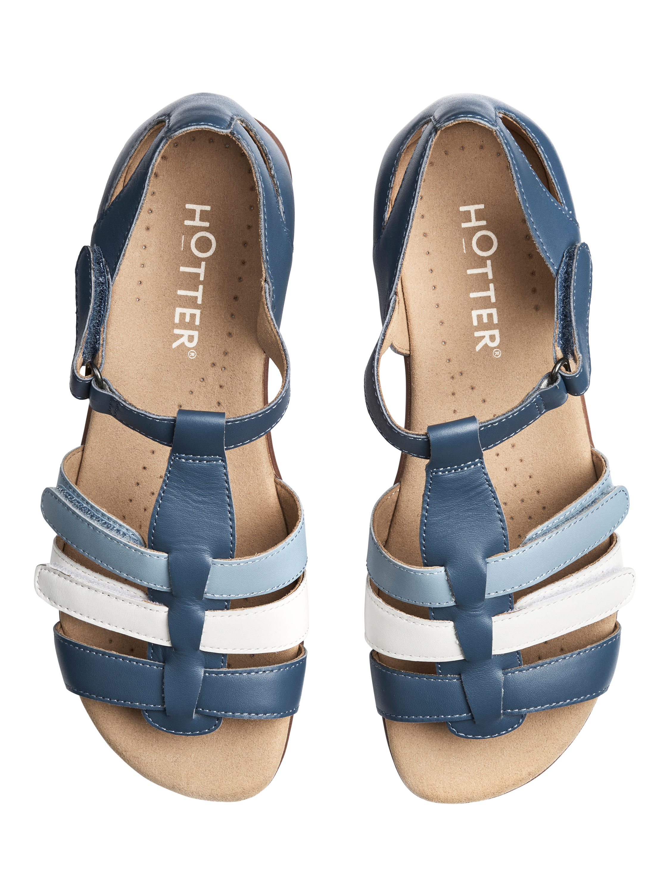 Product image 3 of 5, which shows Hotter Solei Leather Gladiator Sandals, Aquatic Blue, 3