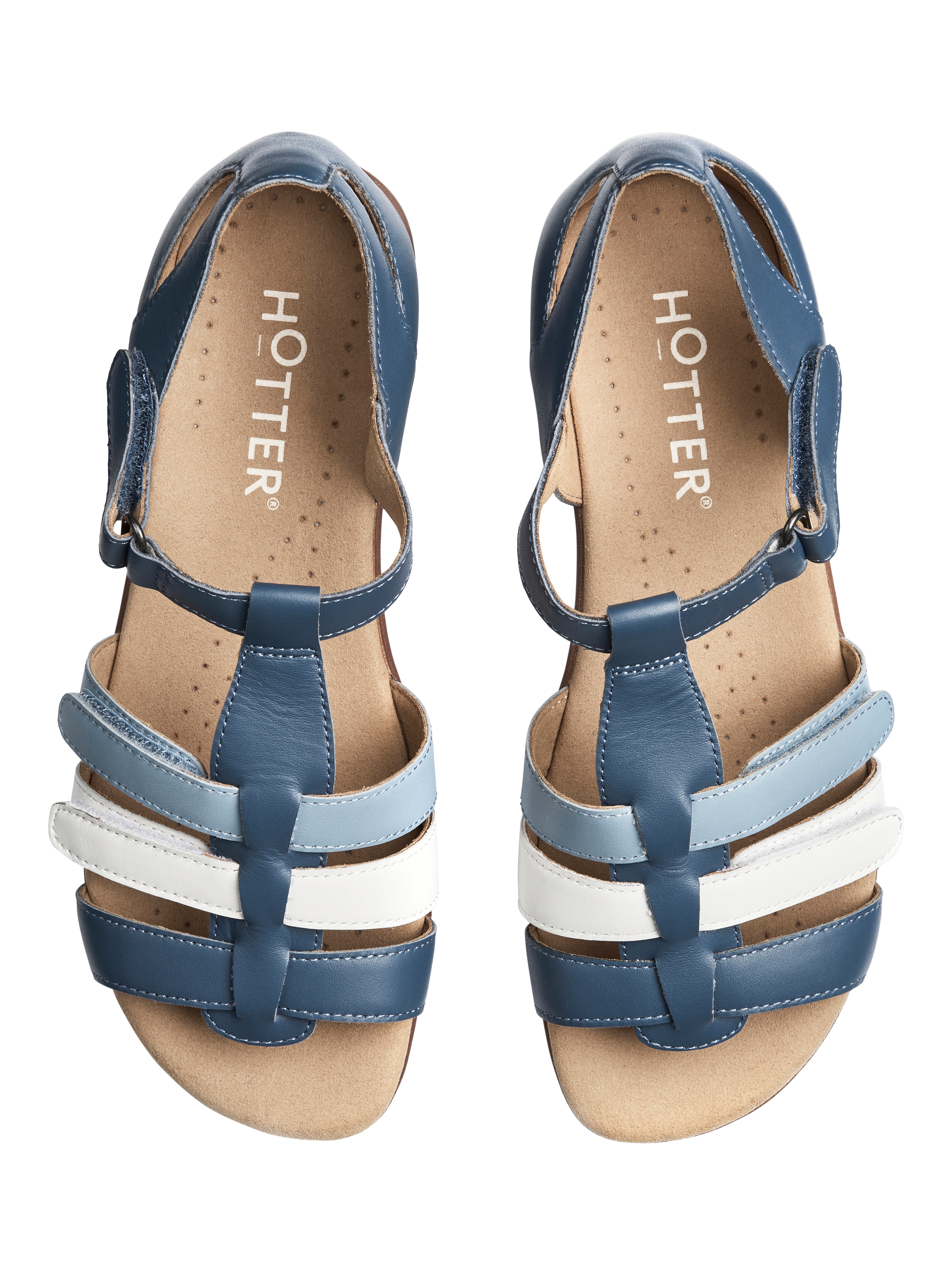 Product image 3 of 5, which shows Hotter Solei Wide Fit Leather Gladiator Sandals, Aquatic Blue, 3W