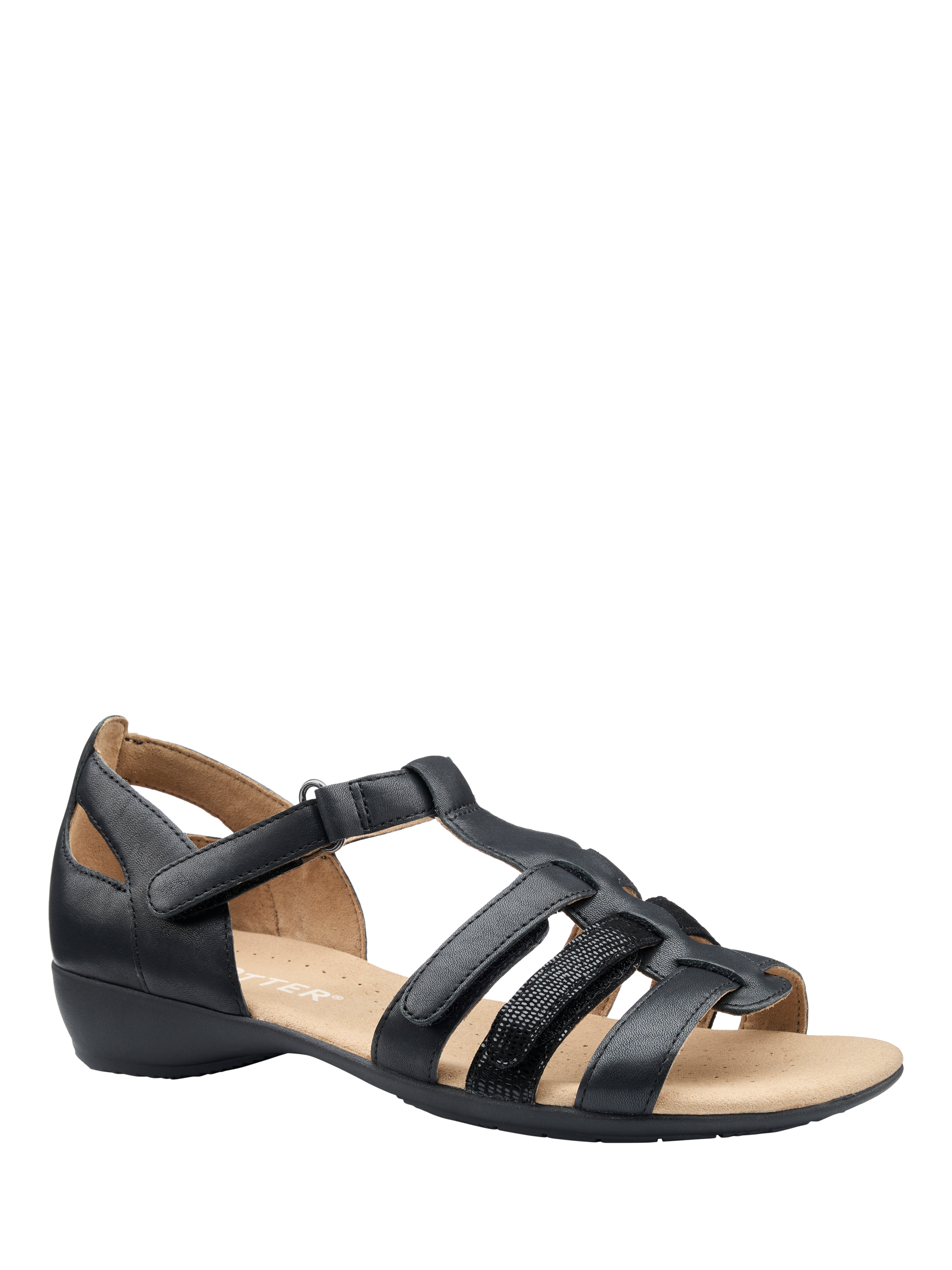 Product image 2 of 4, which shows Hotter Solei Wide Fit Leather Gladiator Sandals, Black, 3W