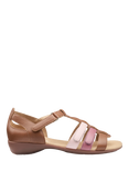 Hotter Solei Wide Fit Leather Gladiator Sandals, Brown Tan