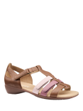 Hotter Solei Wide Fit Leather Gladiator Sandals, Brown Tan
