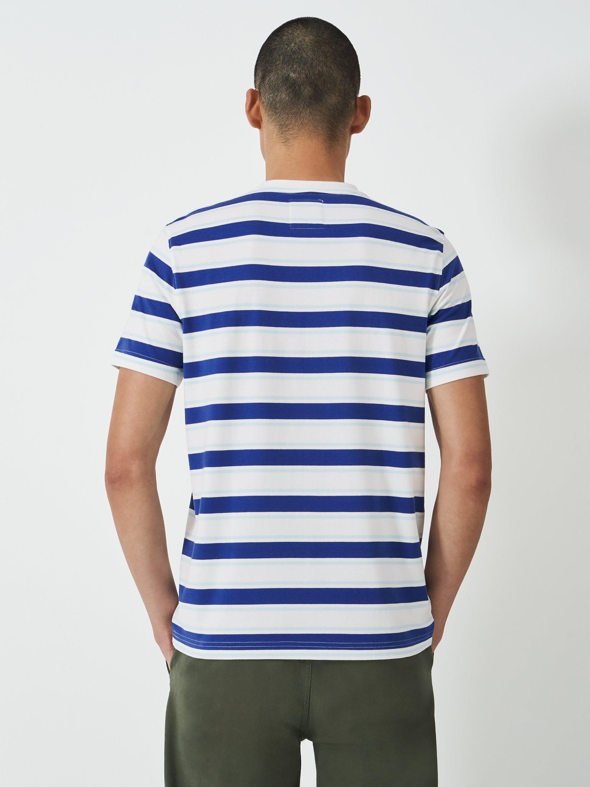 Product image 2 of 5, which shows Crew Clothing Gabriel Cotton Crew Neck Stripe T-Shirt, White/Blue, L