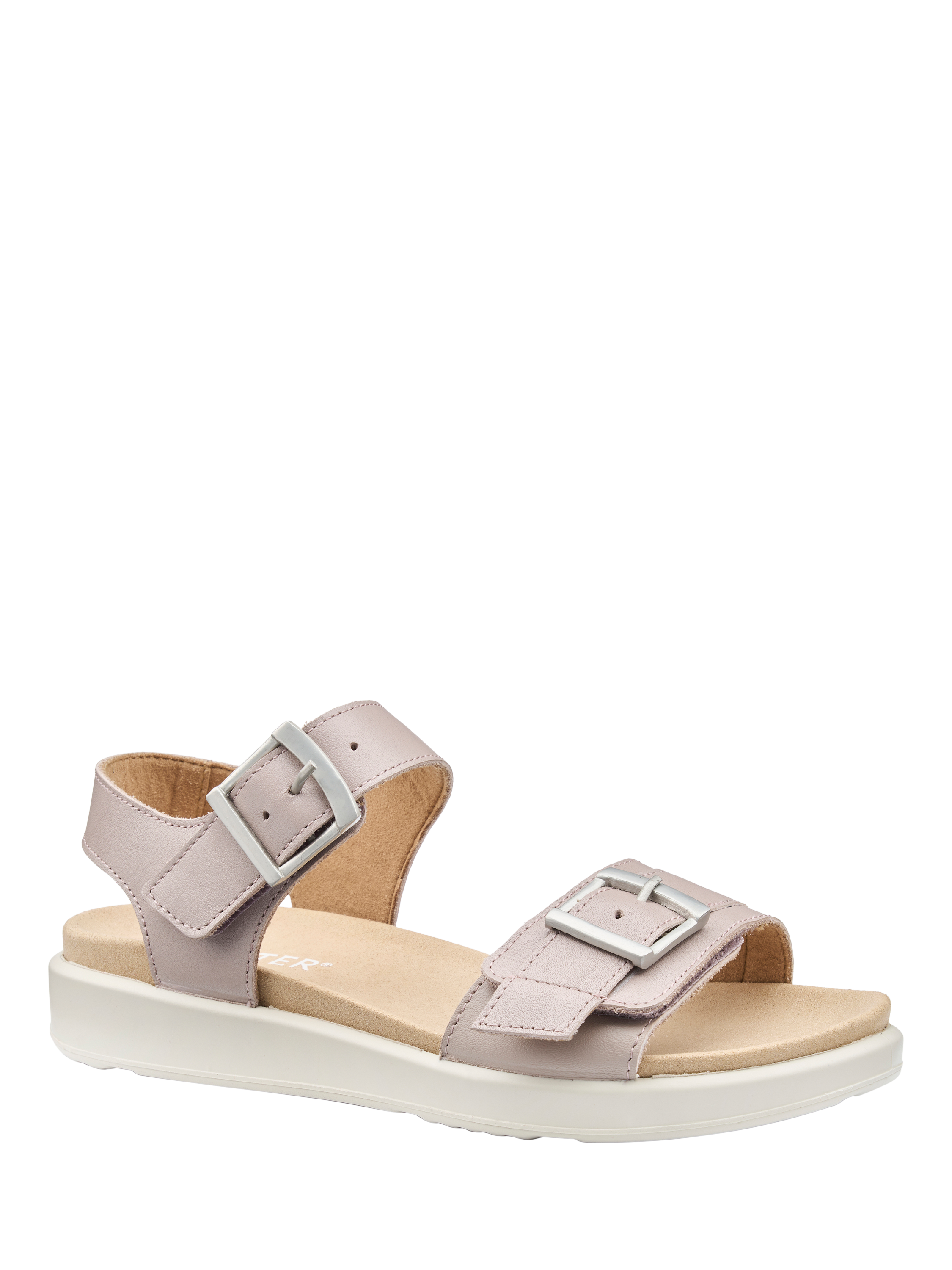 Product image 2 of 4, which shows Hotter Palma Leather Sandals, Light Mink, 3