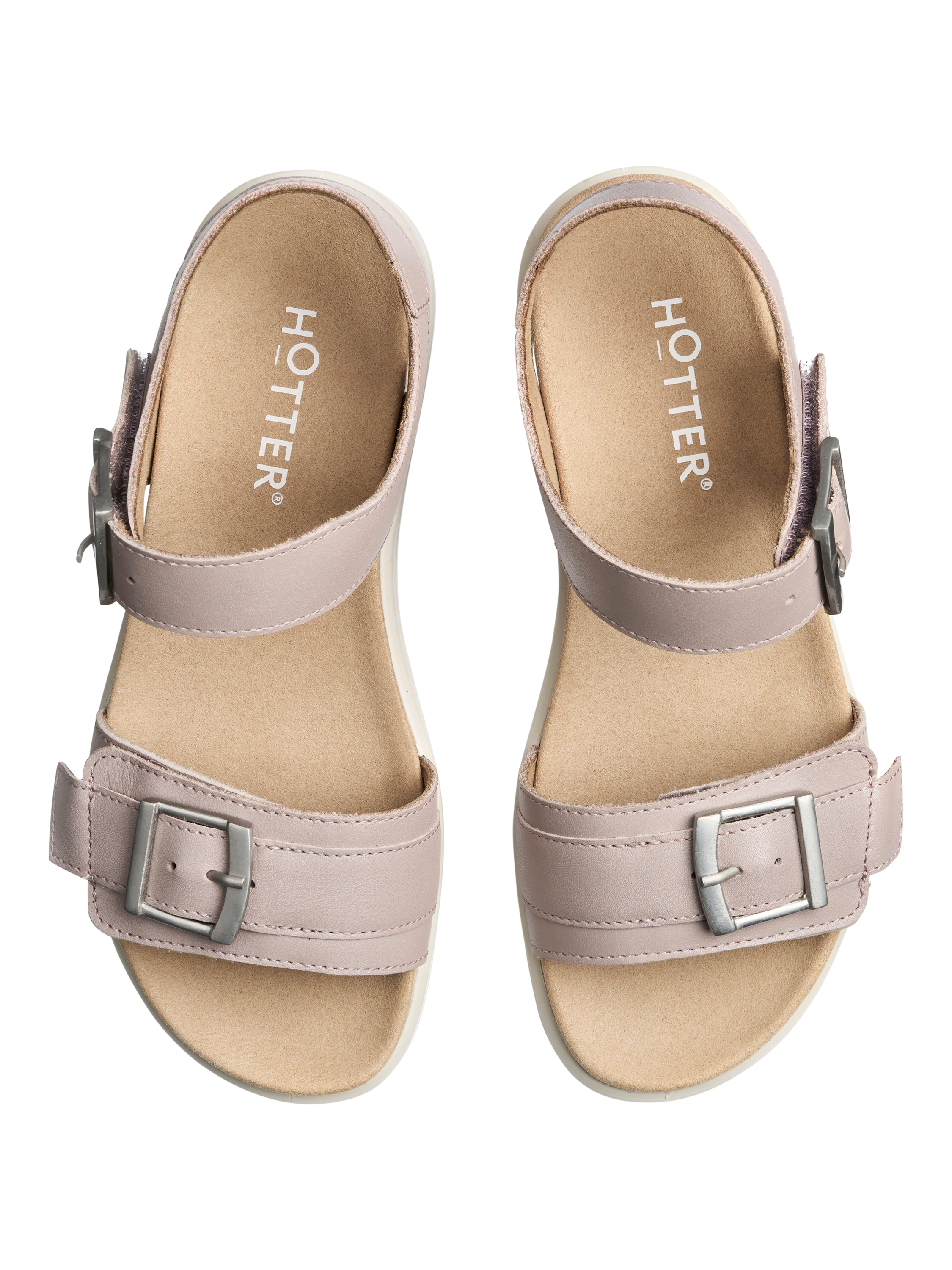 Product image 3 of 4, which shows Hotter Palma Leather Sandals, Light Mink, 3