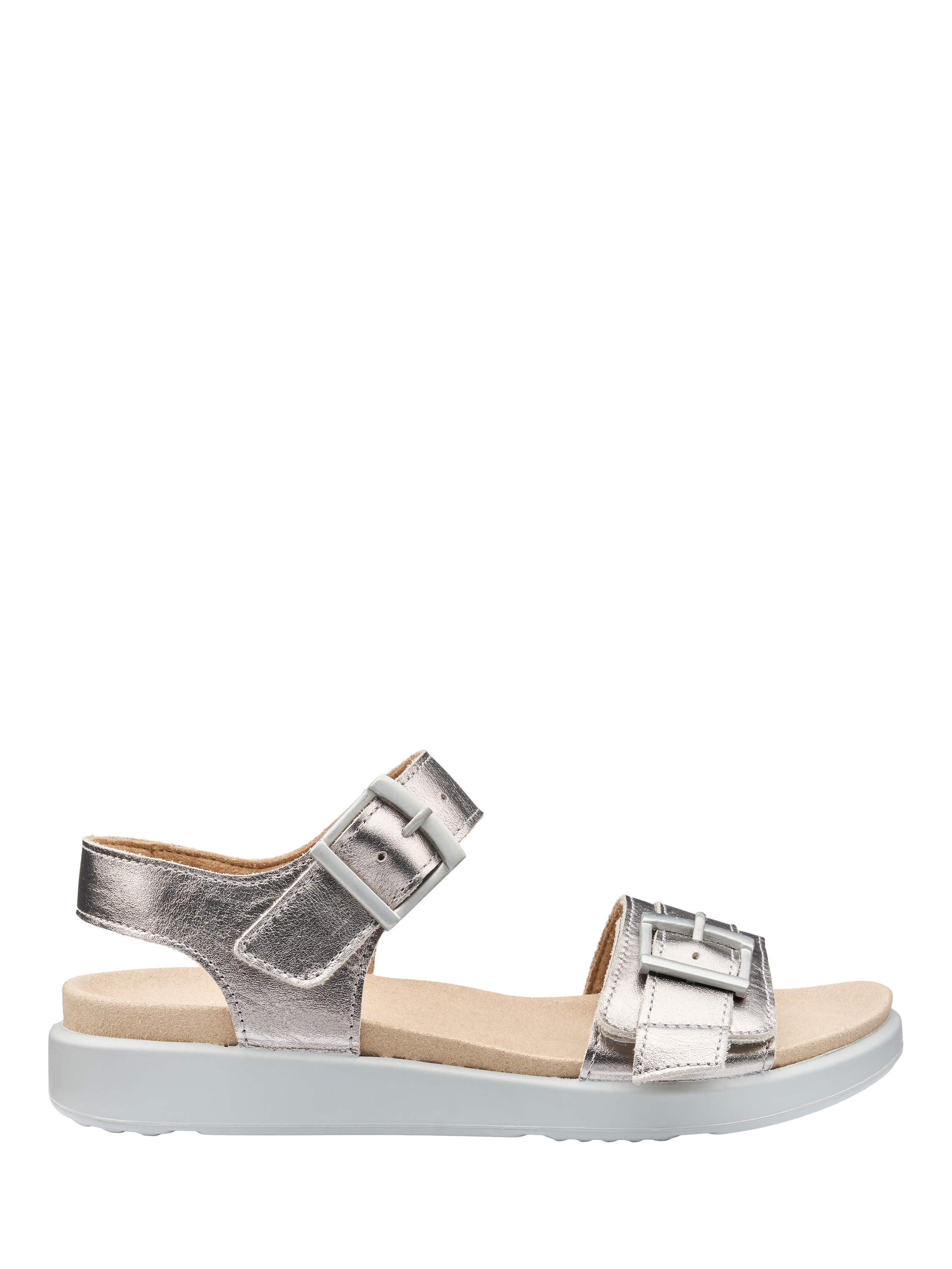 Product image 1 of 4, which shows Hotter Palma Leather Sandals, Pewter, 3