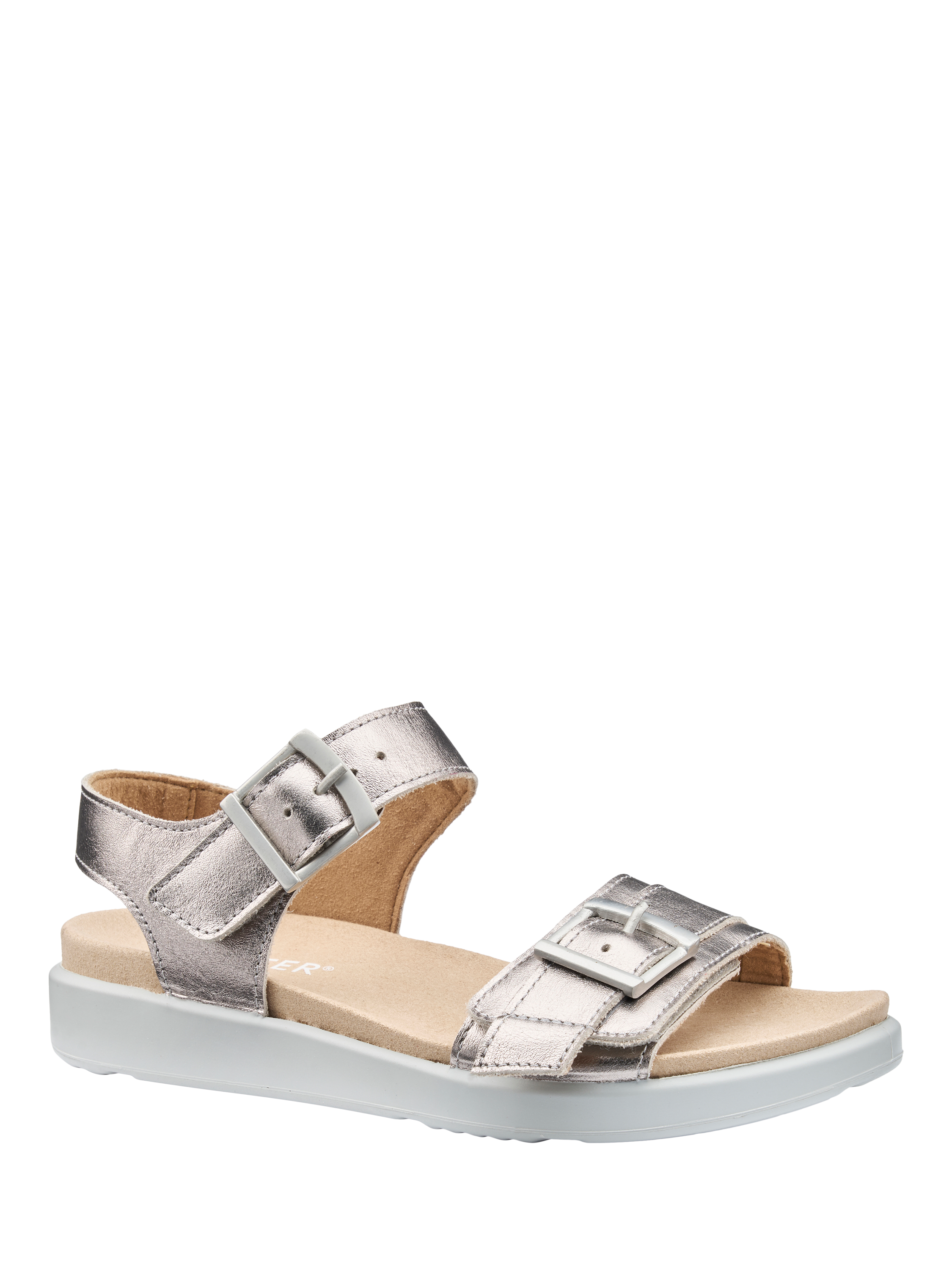 Product image 2 of 4, which shows Hotter Palma Leather Sandals, Pewter, 3