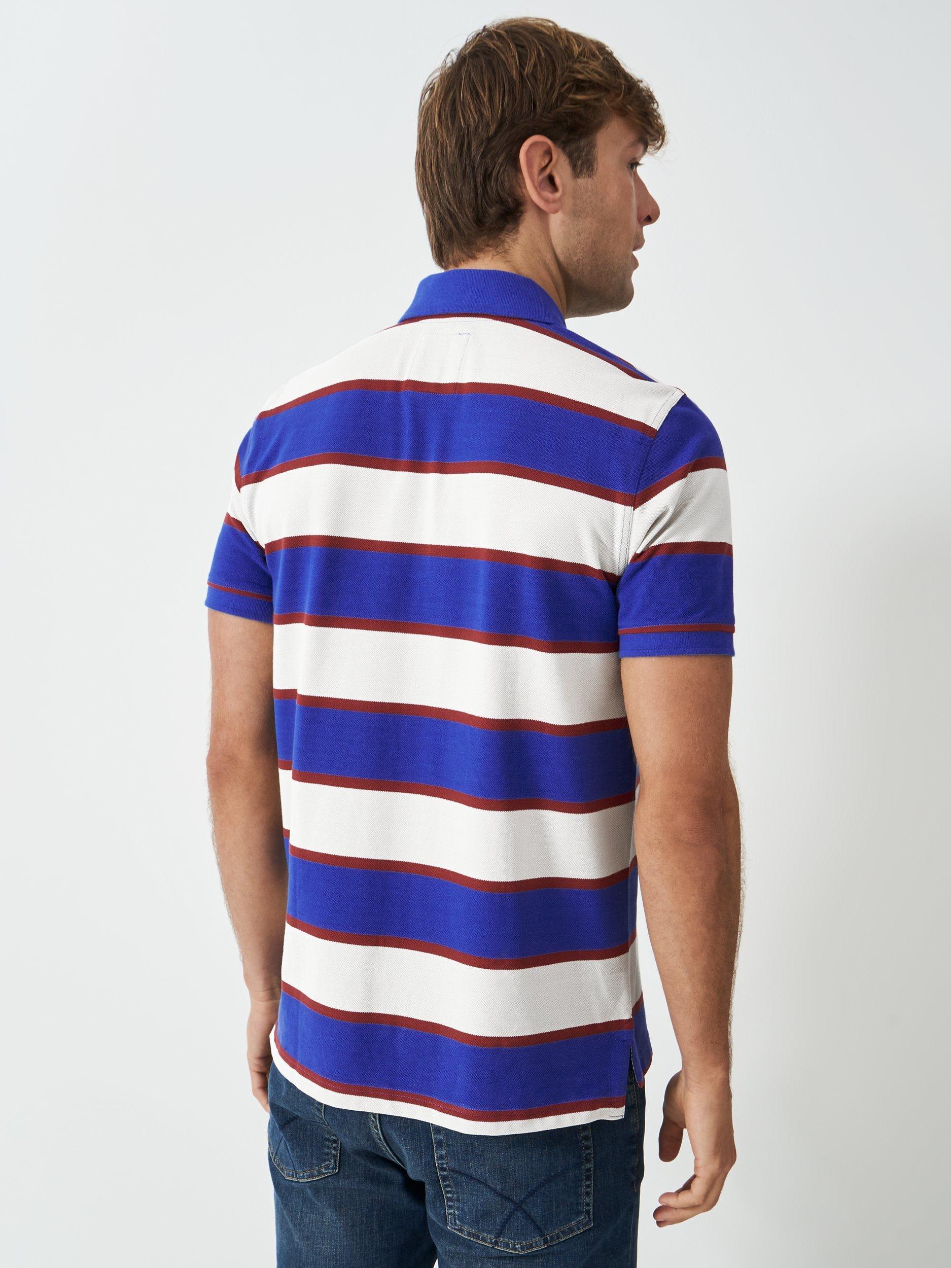 Product image 2 of 5, which shows Crew Clothing Regular Fit Stripe Polo Shirt, Airforce Blue/Multi, L