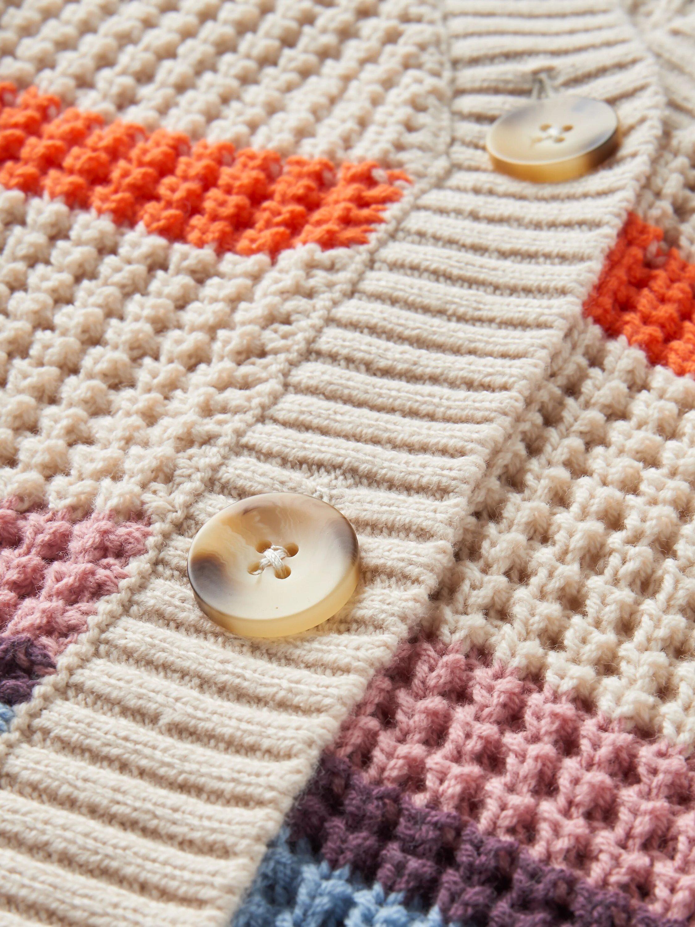 Product image 5 of 6, which shows Passenger Reflection Knit Stripe Cardigan, Multi White Stripe, XS
