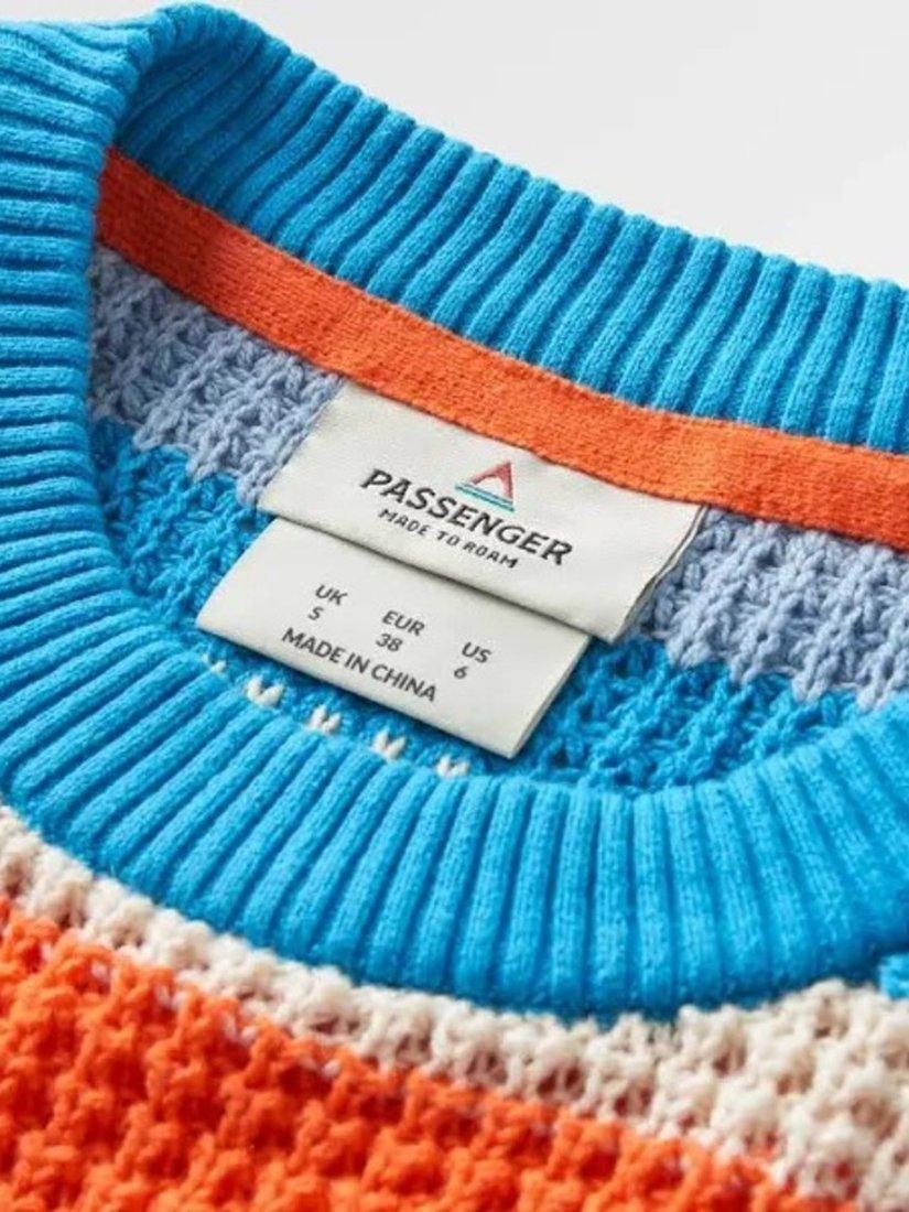 Product image 2 of 5, which shows Passenger Reflection Stripe Jumper, Orange Multi Stripe, XS