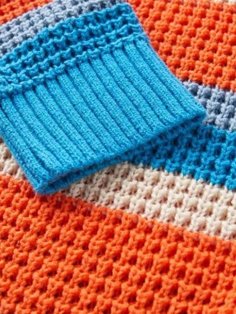 Product image 3 of 5, which shows Passenger Reflection Stripe Jumper, Orange Multi Stripe, XS