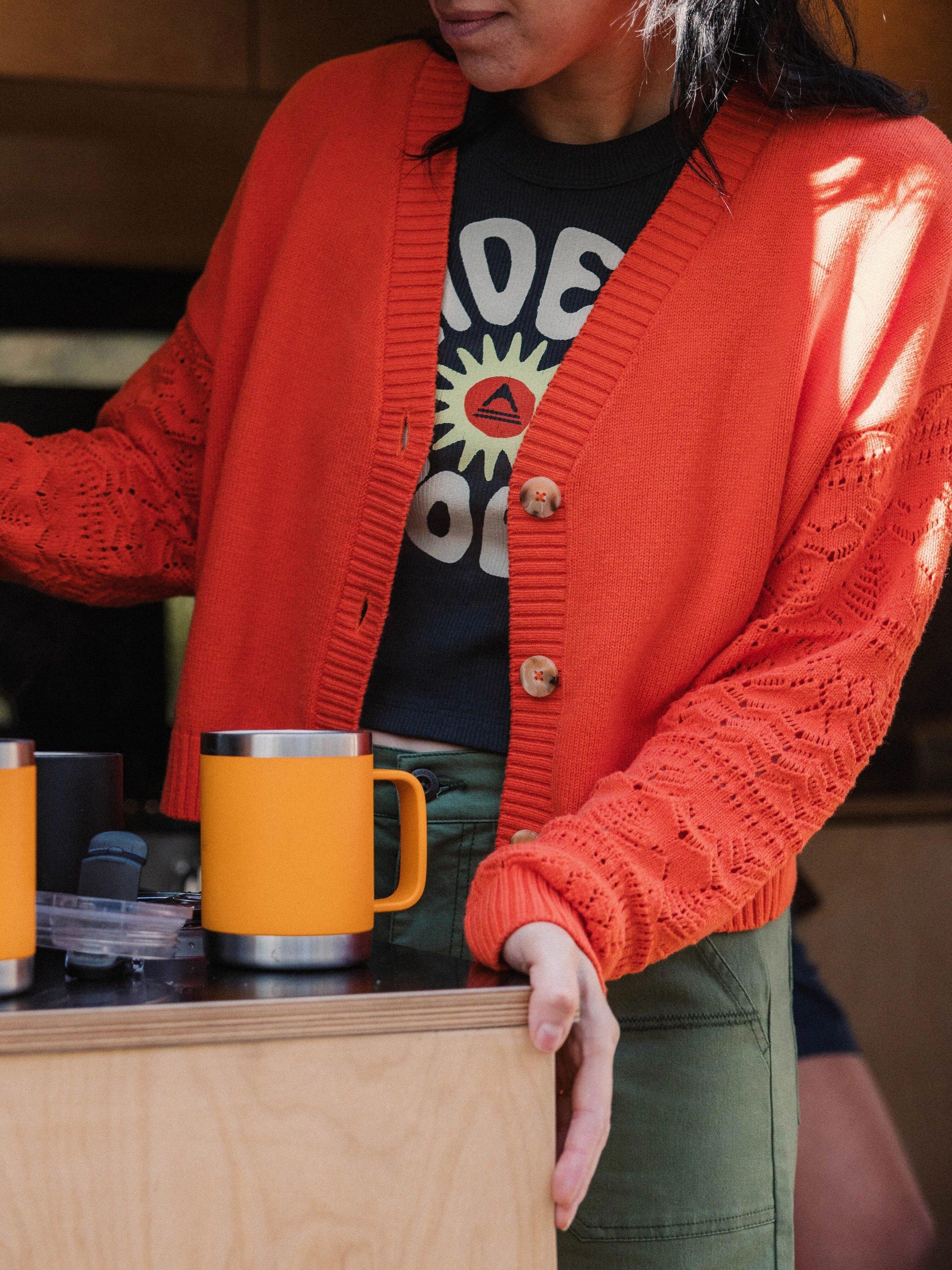 Product image 2 of 6, which shows Passenger Reflection Knit Cardigan, Ember Orange, S