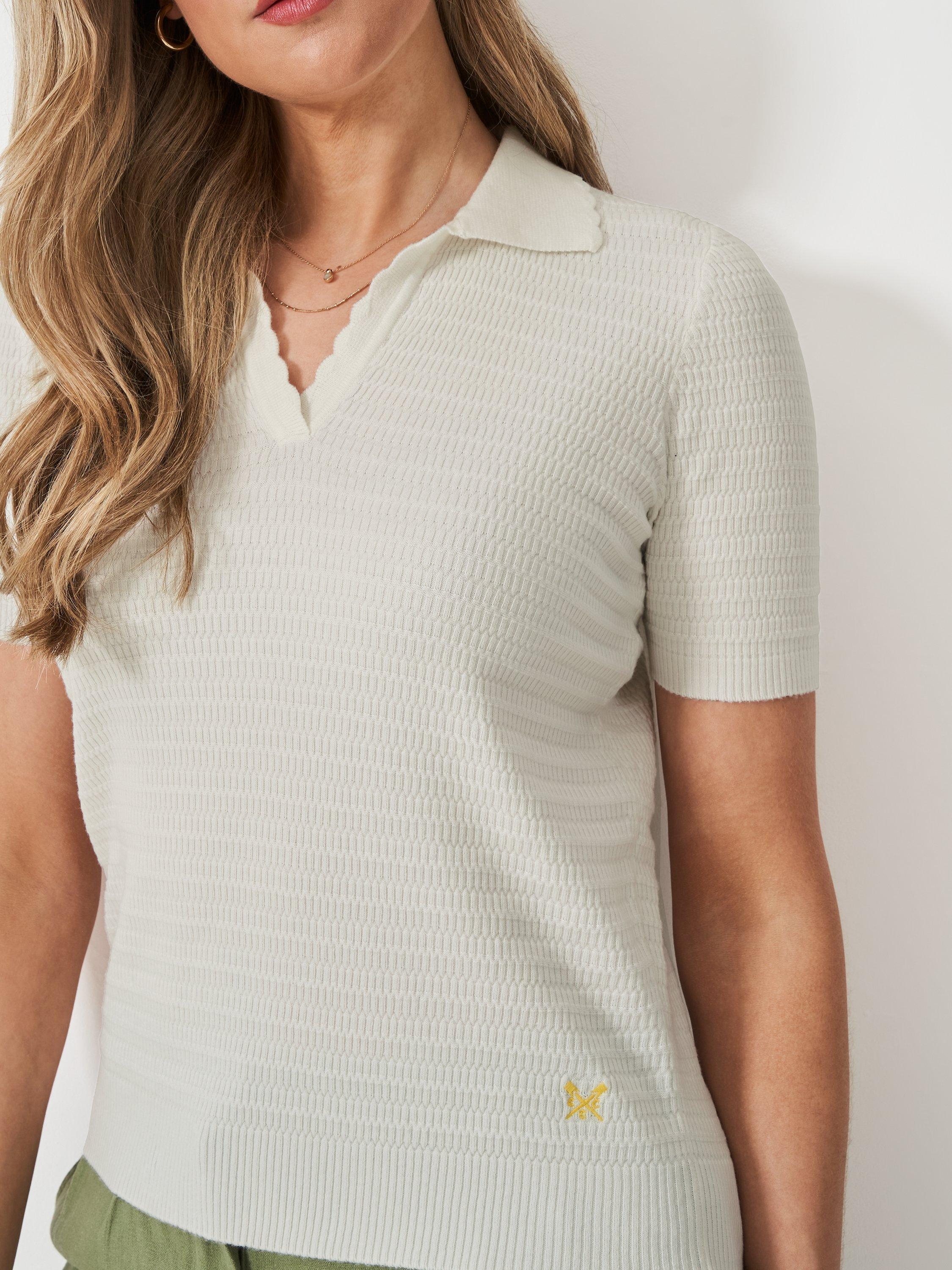 Product image 4 of 5, which shows Crew Clothing Sola V-Neck Knit Top, Ivory, 10