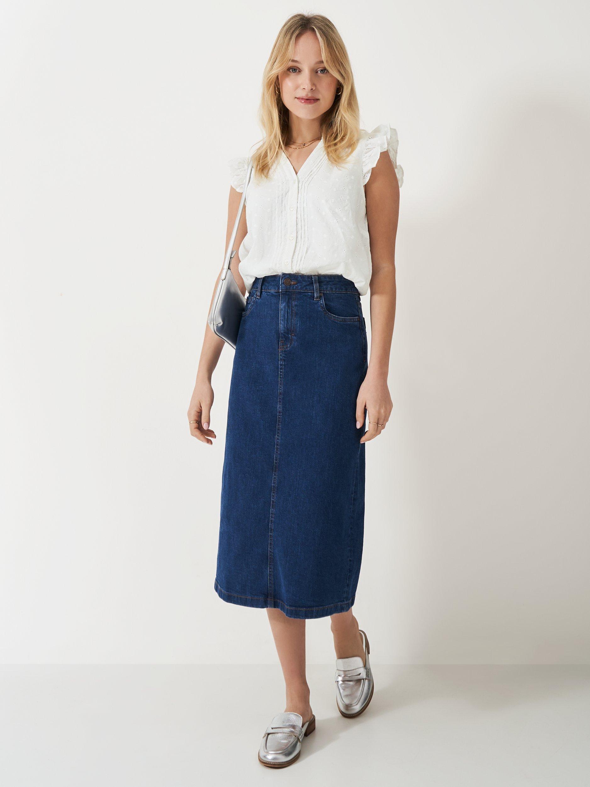 Product image 2 of 5, which shows Crew Clothing Jade Broderie Blouse, White, 10